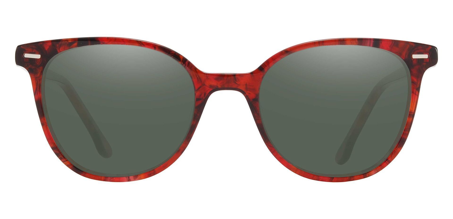 Chili Oval Prescription Sunglasses - Red Frame With Green Lenses