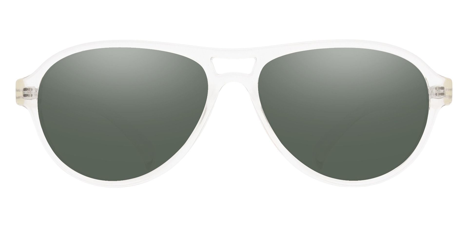 Cinema Aviator Reading Sunglasses - Clear Frame With Green Lenses