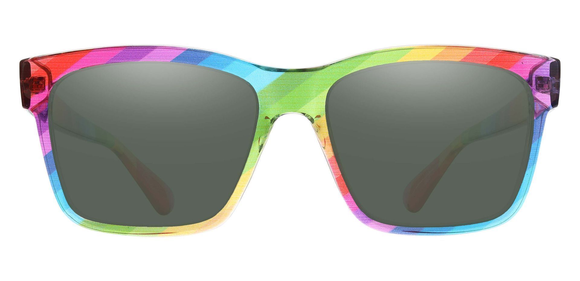 Hatton Square Prescription Sunglasses - Multi Color Frame With Green Lenses