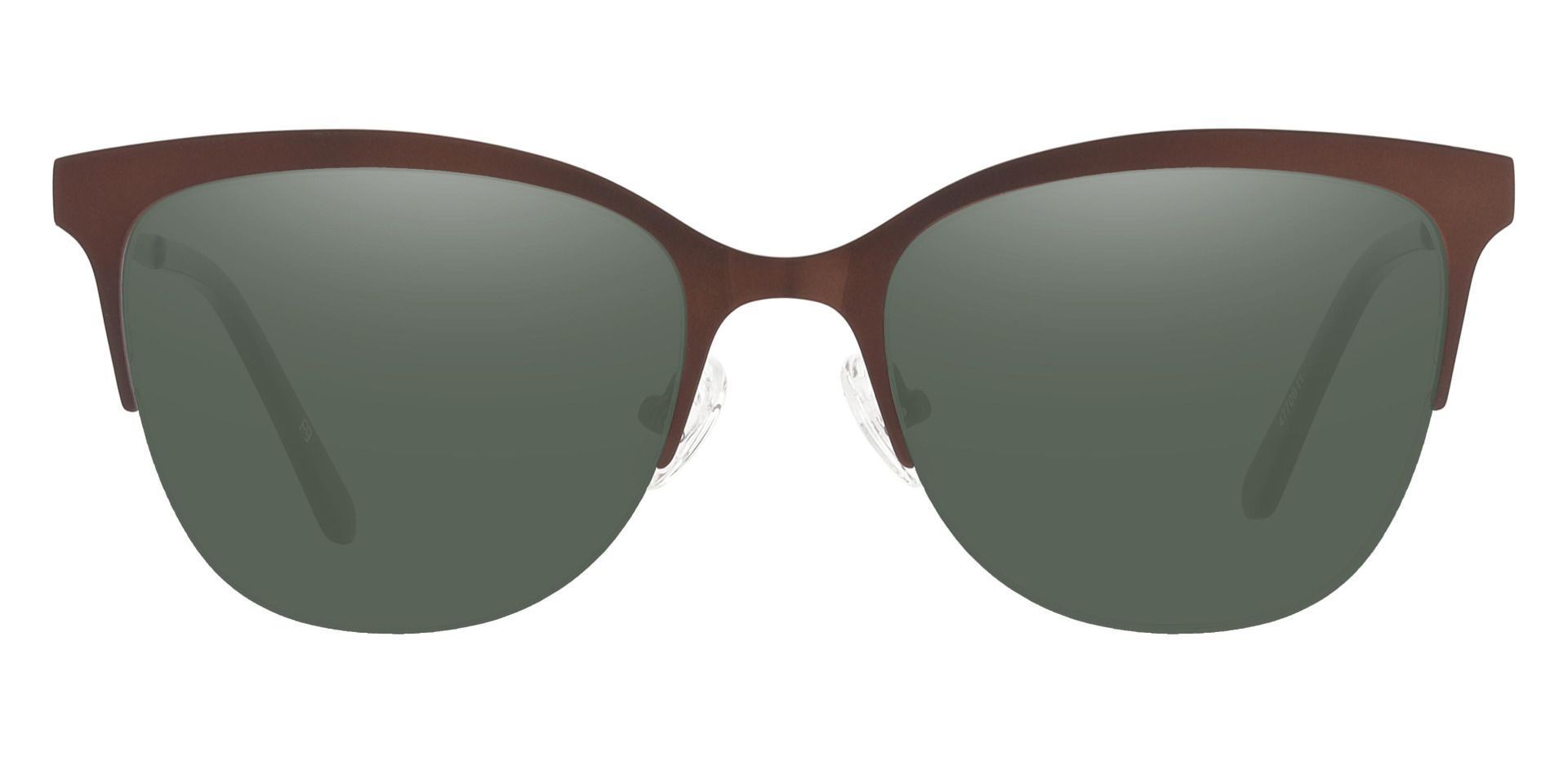 Winnie Oval Prescription Sunglasses - Brown Frame With Green Lenses