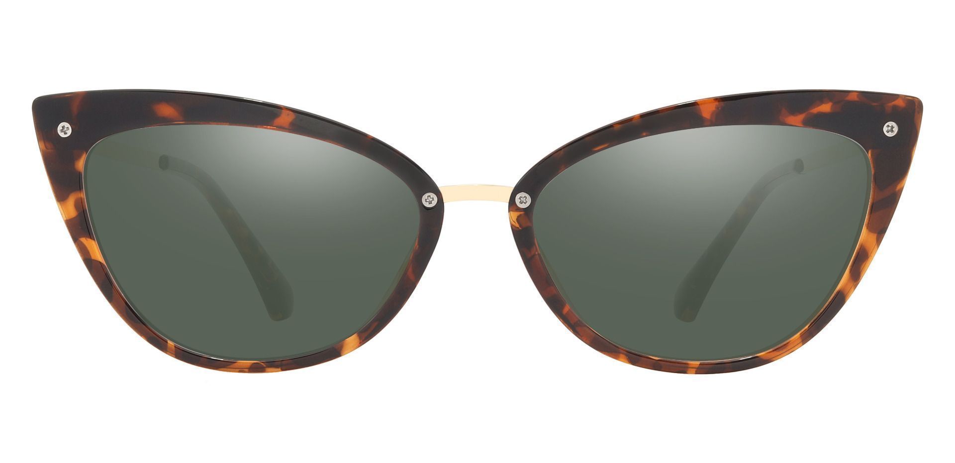 Glenda Cat Eye Prescription Sunglasses - Tortoise Frame With Green Lenses