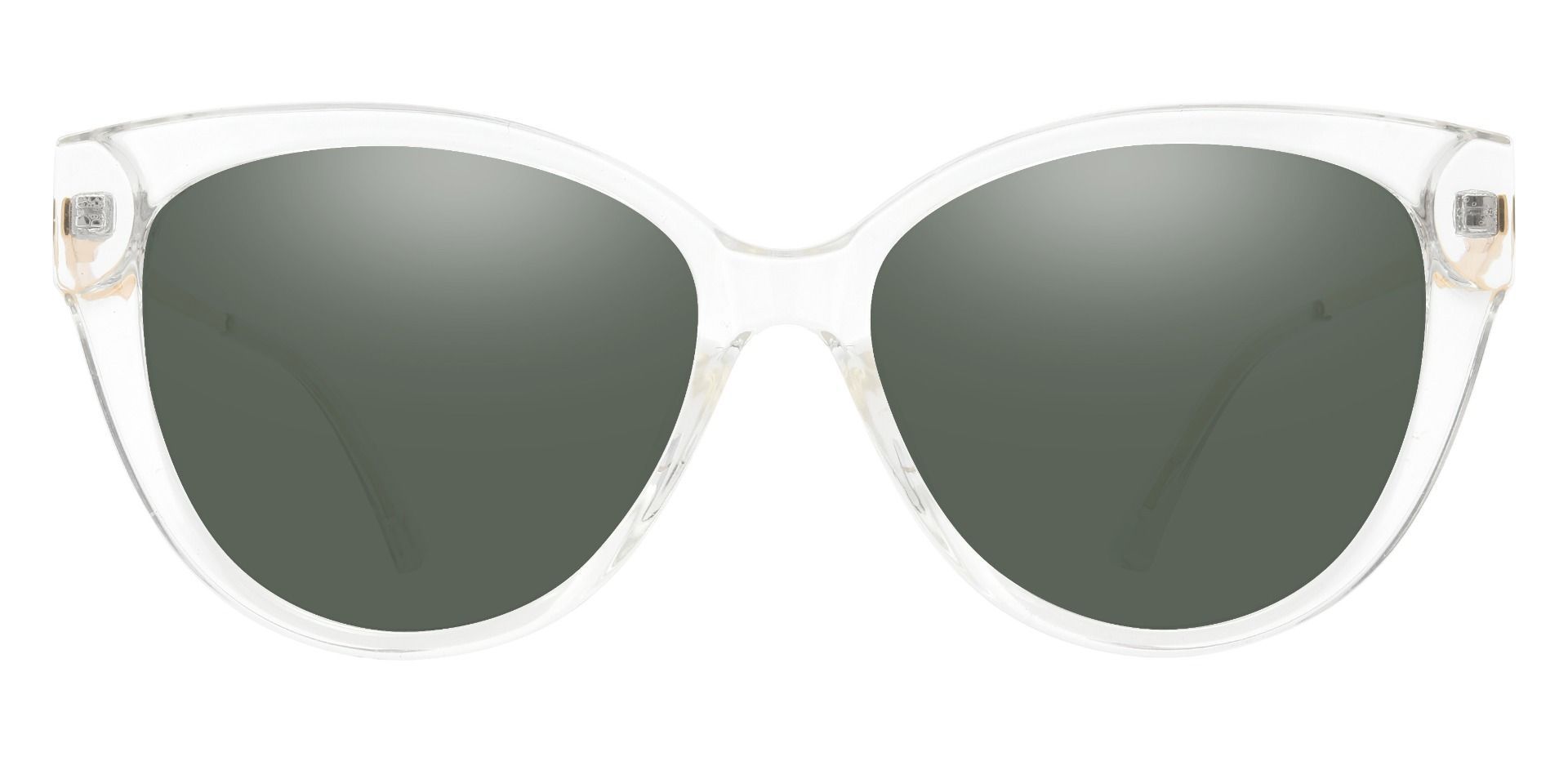 Kaycee Cat Eye Prescription Sunglasses - Clear Frame With Green Lenses