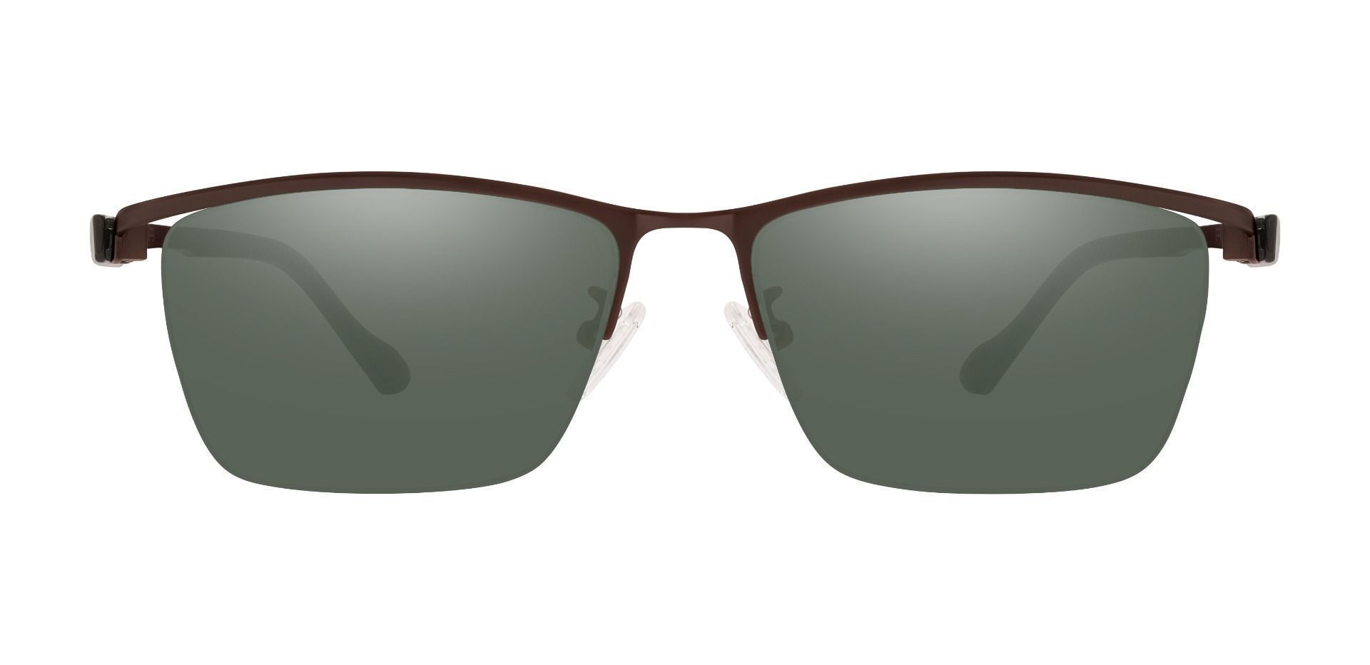 Boyd Rectangle Prescription Sunglasses - Brown Frame With Green Lenses