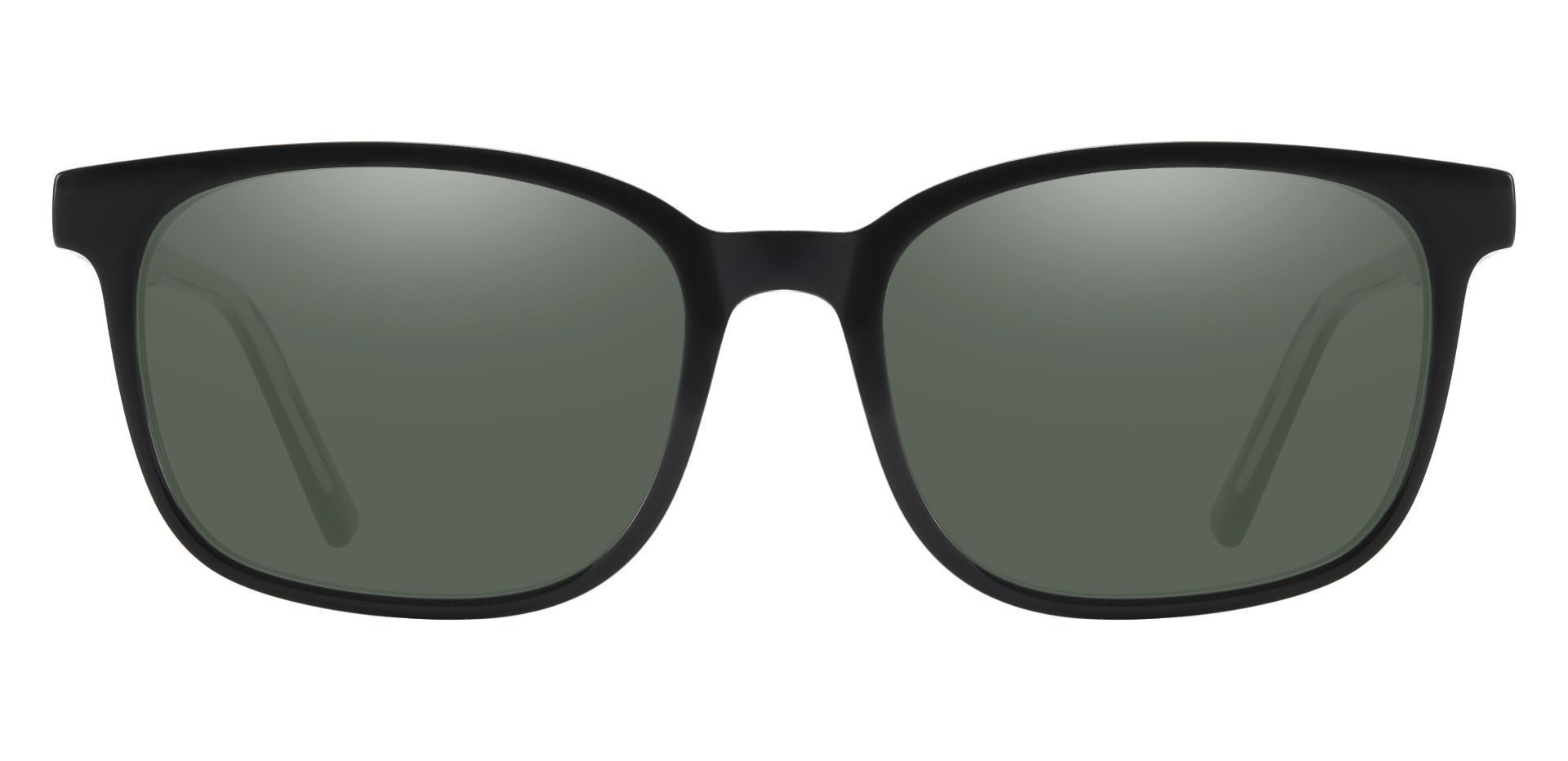 Windsor Rectangle Reading Sunglasses - Black Frame With Green Lenses