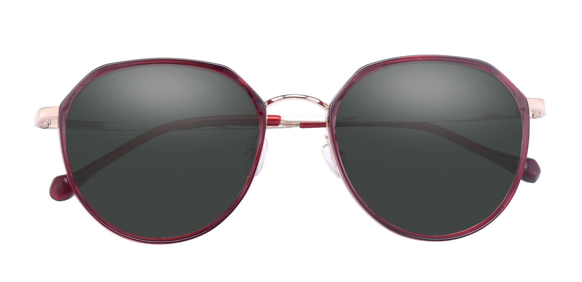 Yorke Geometric Progressive Sunglasses - Red Frame With Gray Lenses