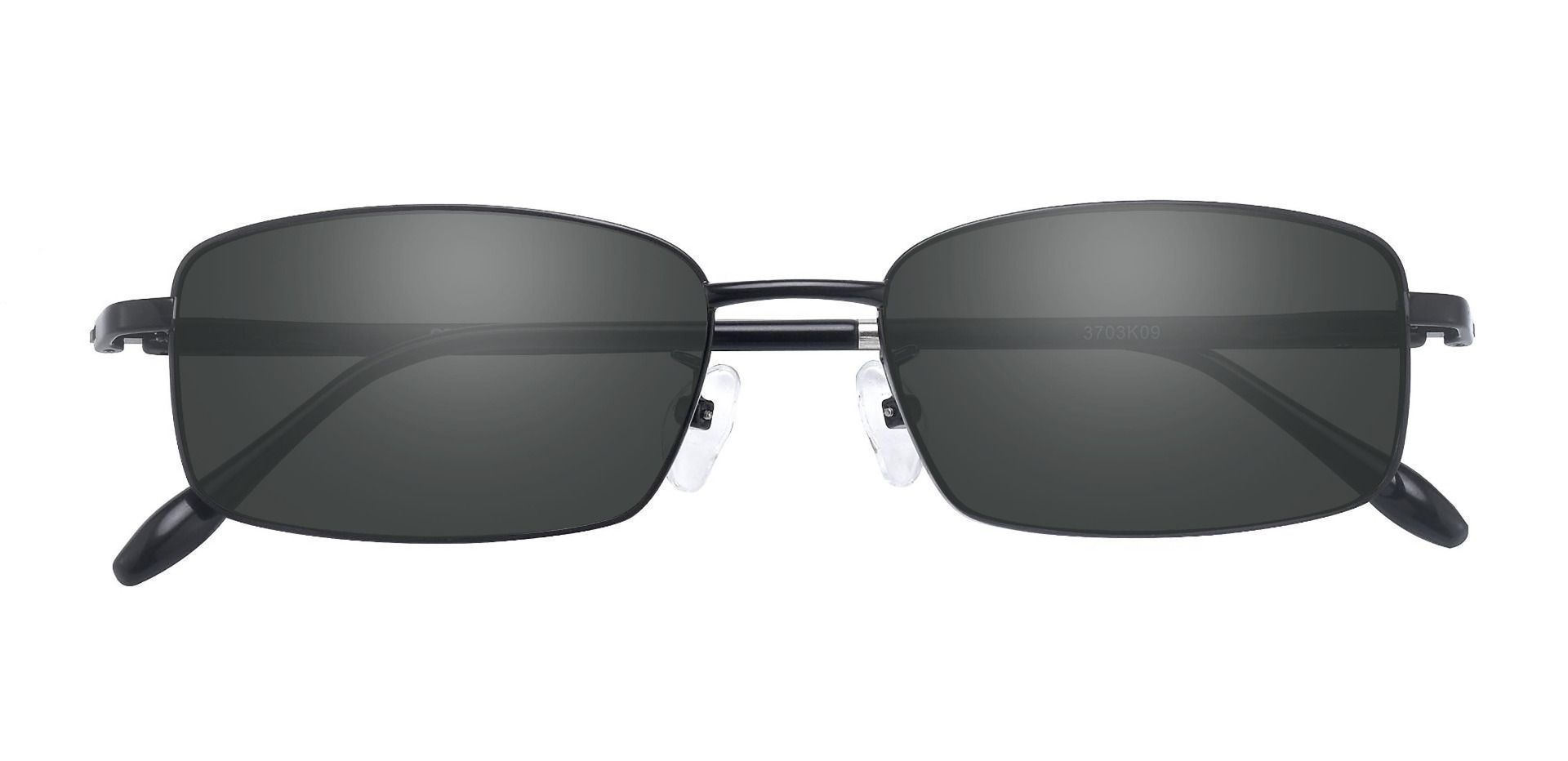 Press Rectangle Prescription Sunglasses - Black Frame With Gray Lenses