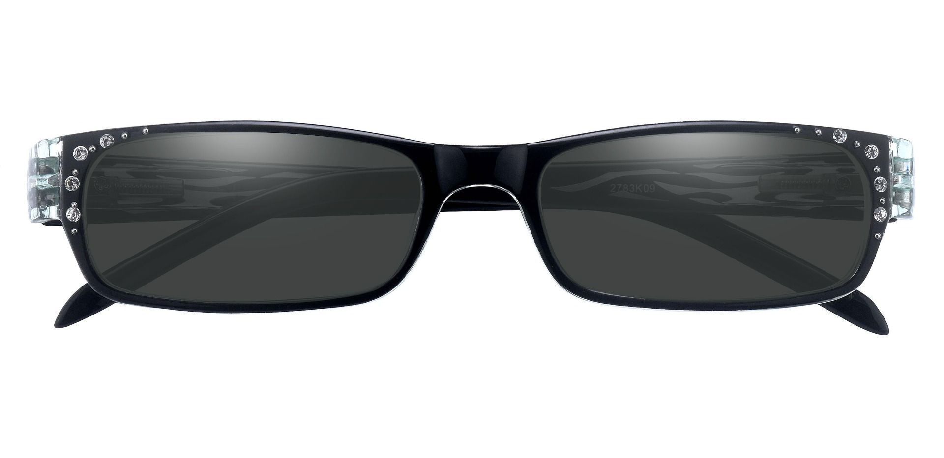 Diva Rectangle Single Vision Sunglasses -  Black Frame With Gray Lenses