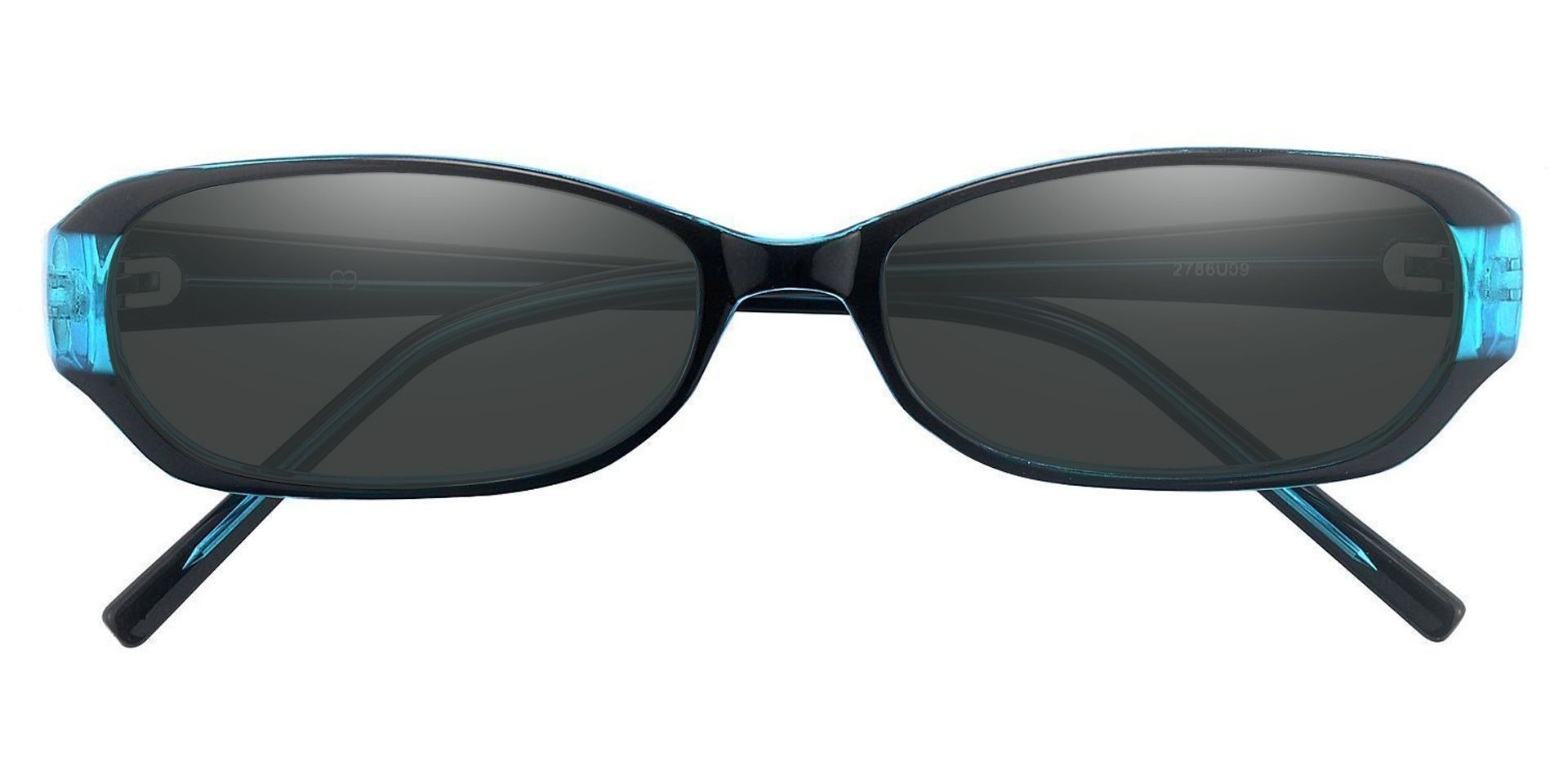 Nairobi Oval Single Vision Sunglasses Blue Frame With Gray Lenses