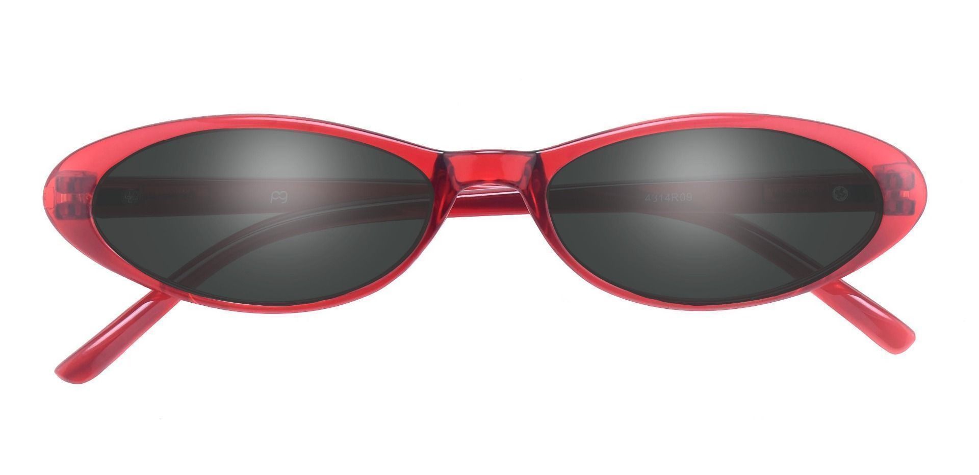 Darcie Oval Single Vision Sunglasses -  Red Frame With Gray Lenses