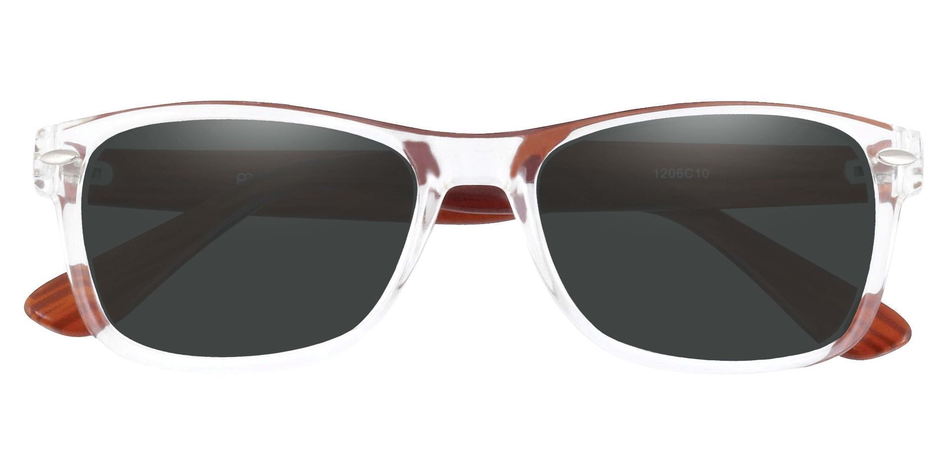 Kent Rectangle Prescription Sunglasses - Clear Frame With Gray Lenses
