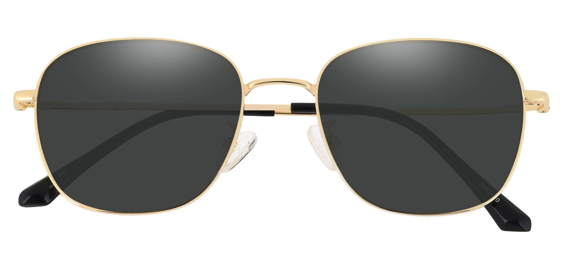 Fresno Square Progressive Sunglasses Gold Frame With Gray Lenses