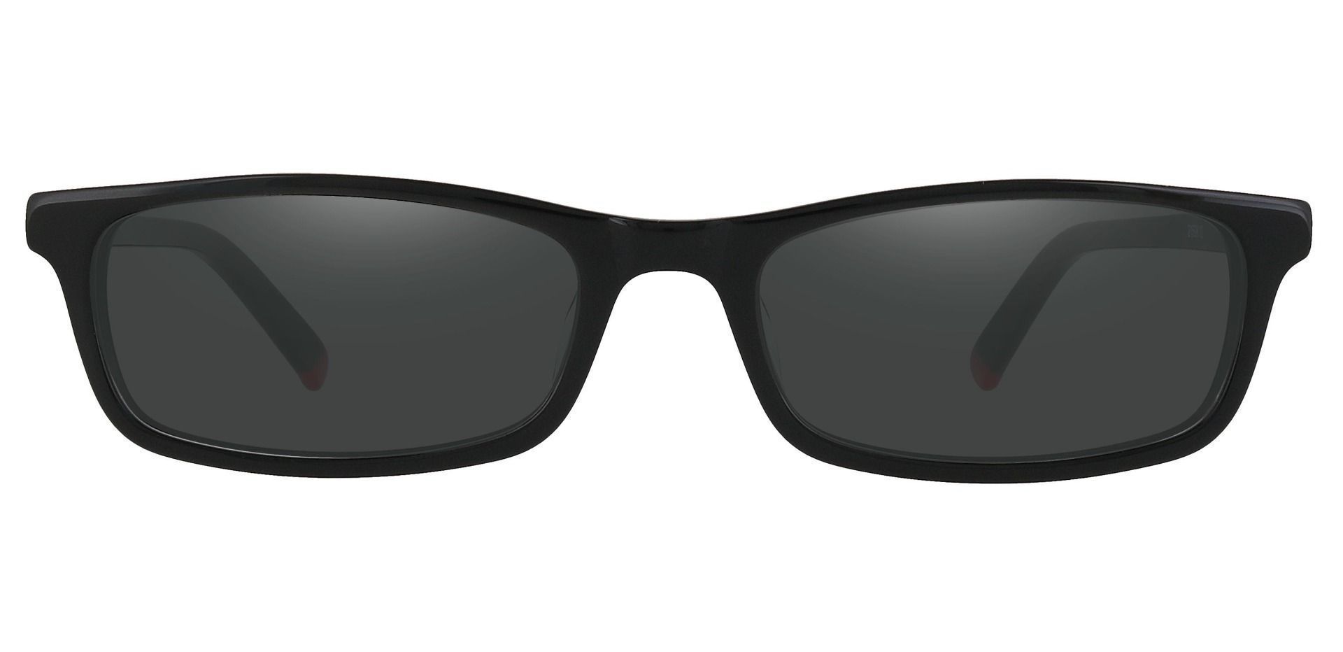 Palisades Rectangle Single Vision Sunglasses - Black Frame With Gray Lenses