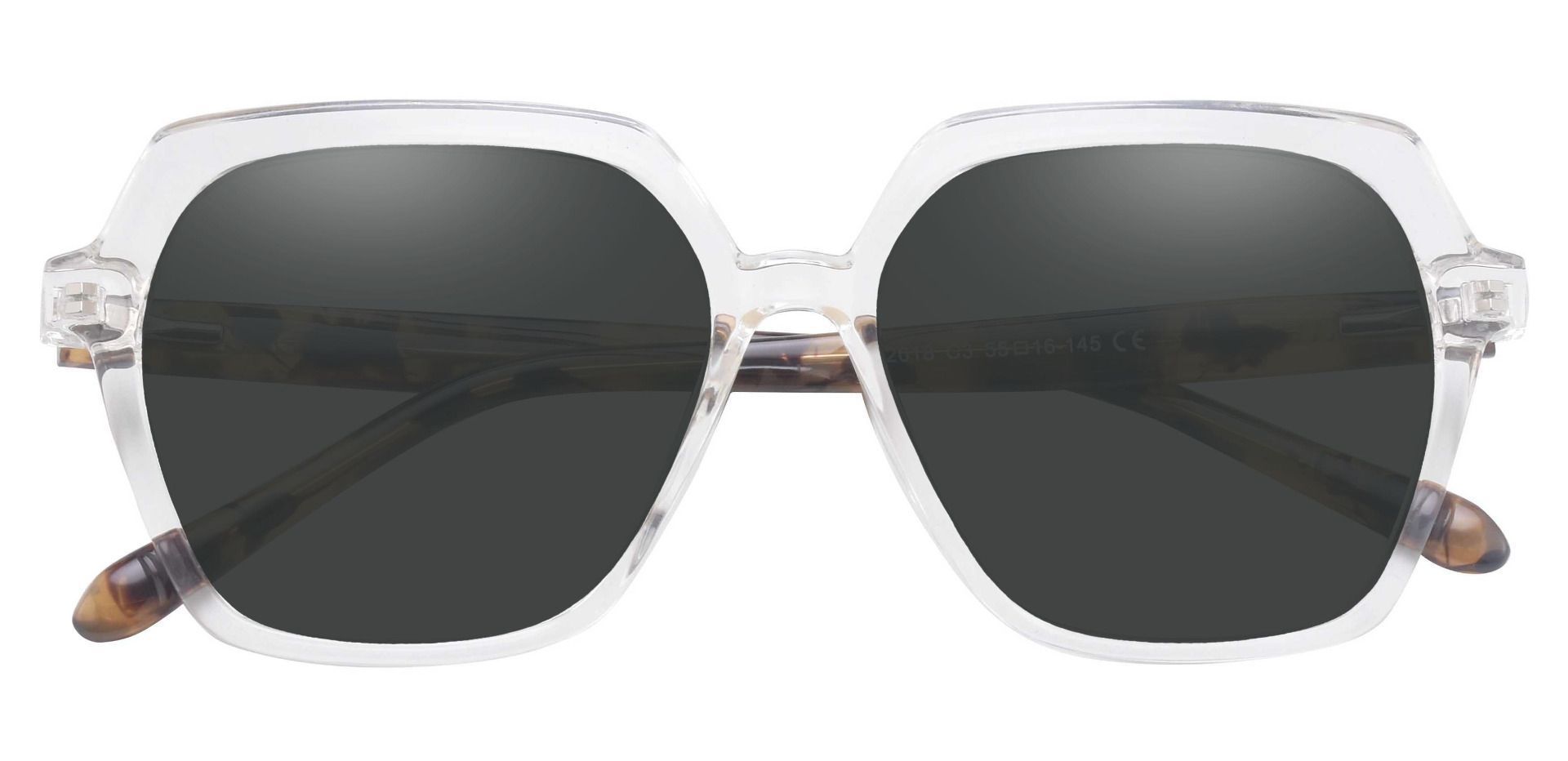 Regent Geometric Reading Sunglasses - Clear Frame With Gray Lenses