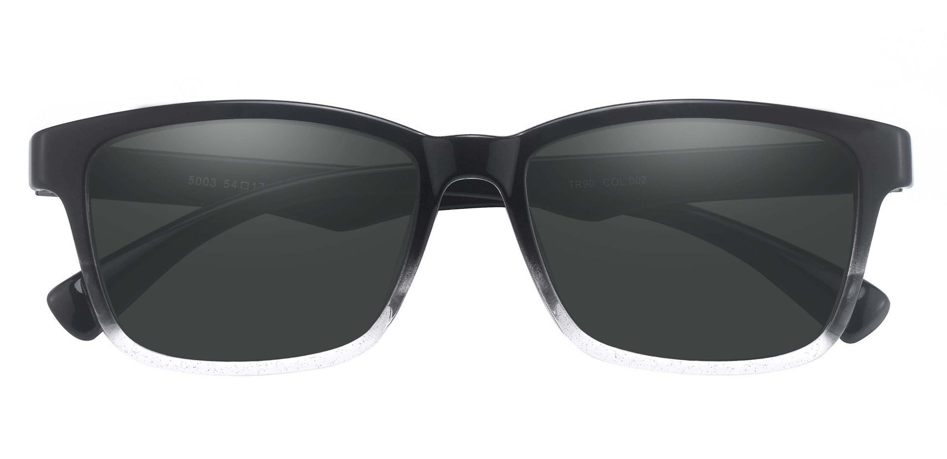 Hoover Rectangle Prescription Sunglasses - Black Frame With Gray Lenses