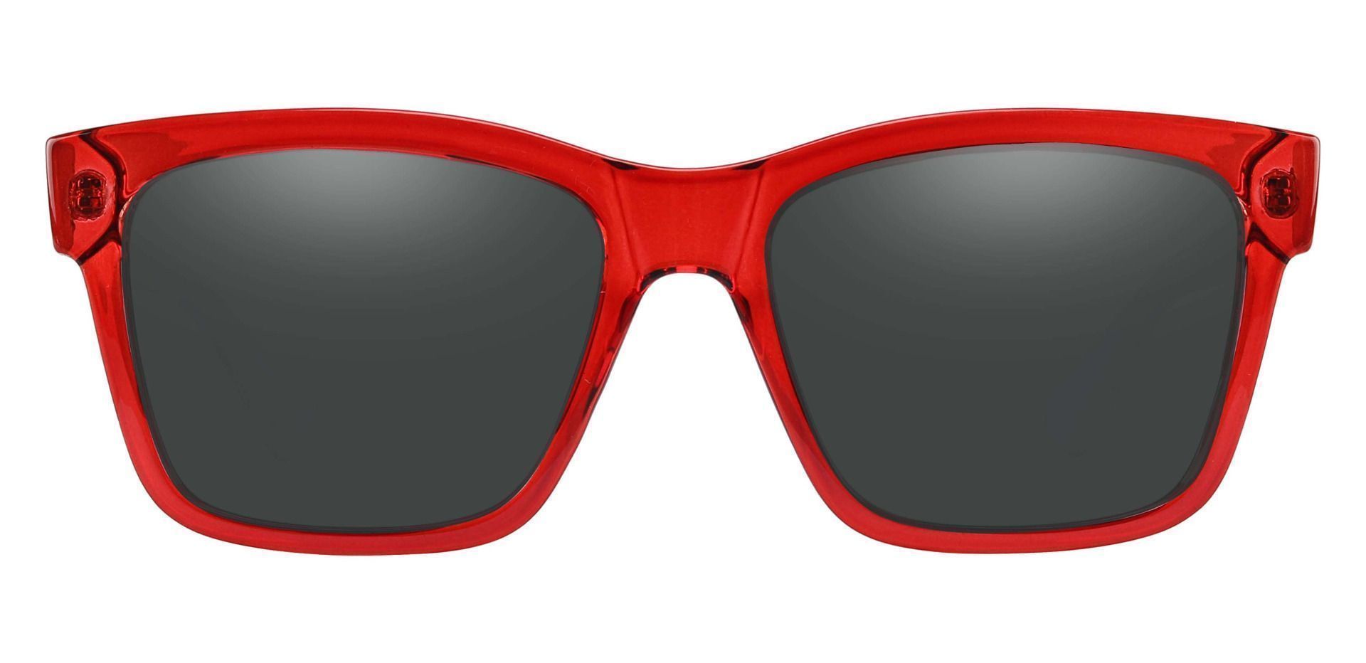 Brinley Square Prescription Sunglasses - Red Frame With Gray Lenses