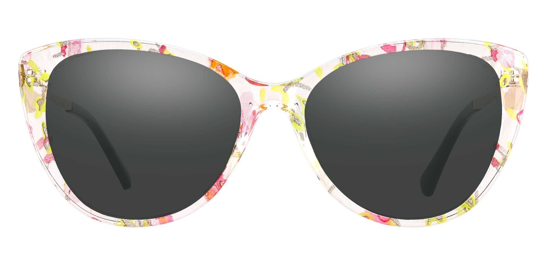 Roma Cat Eye Prescription Sunglasses - Floral Frame With Gray Lenses