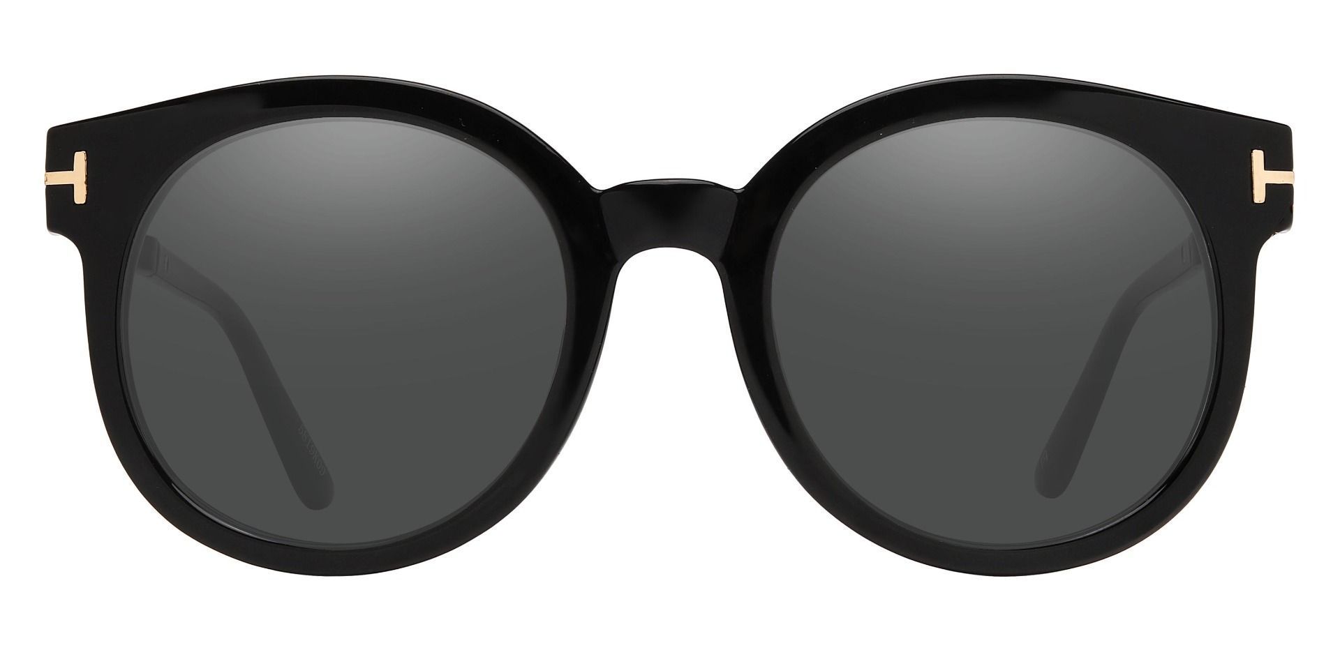 Fortuna Round Single Vision Sunglasses - Black Frame With Gray Lenses