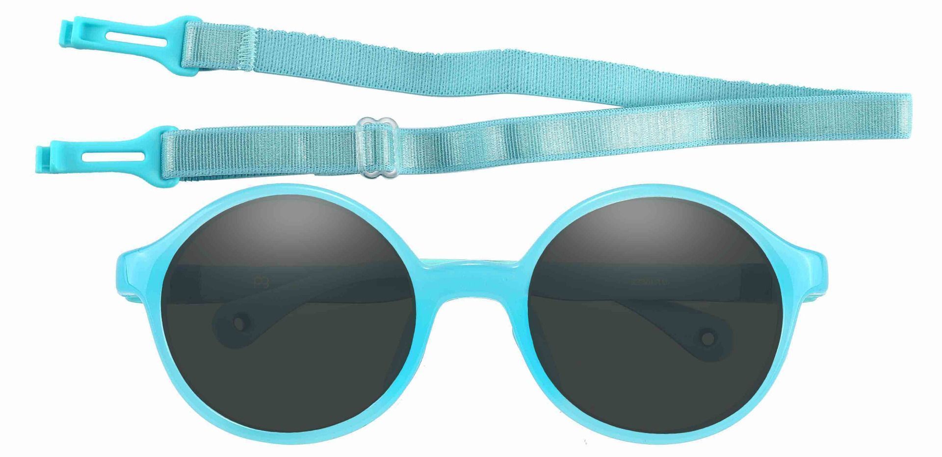 Sammy Round Non-Rx Sunglasses - Blue Frame With Gray Lenses