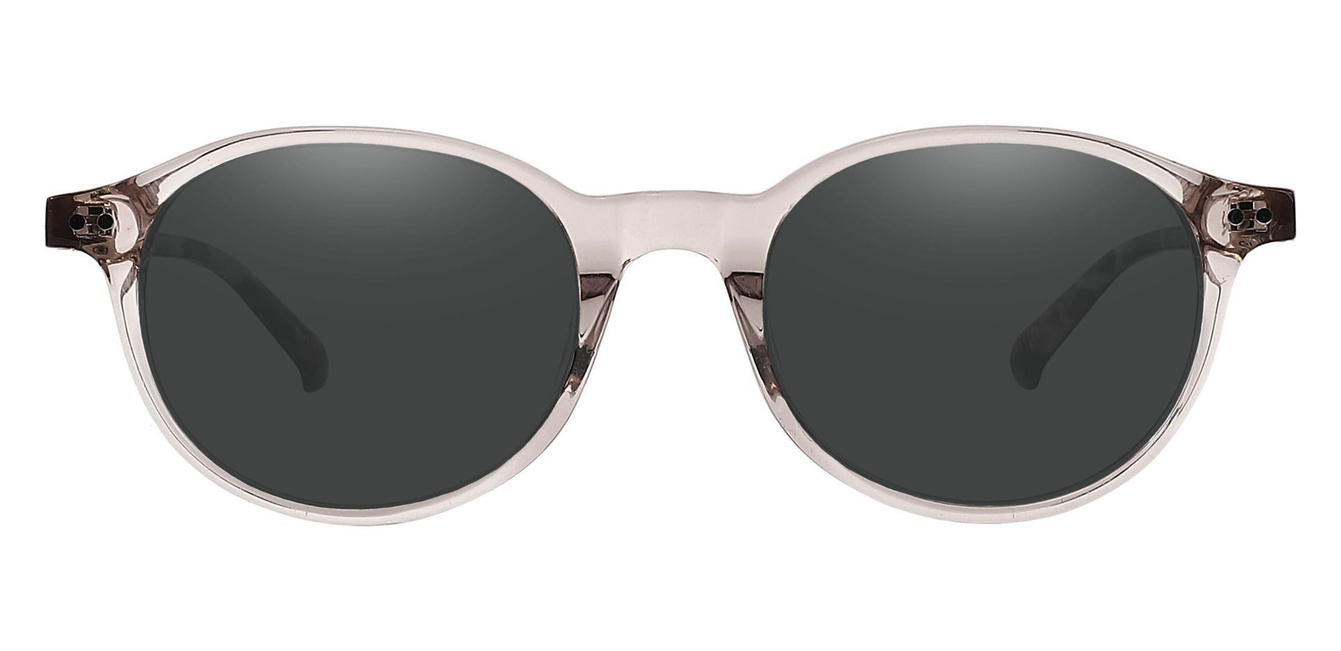 Avon Oval Prescription Sunglasses - Clear Frame With Gray Lenses