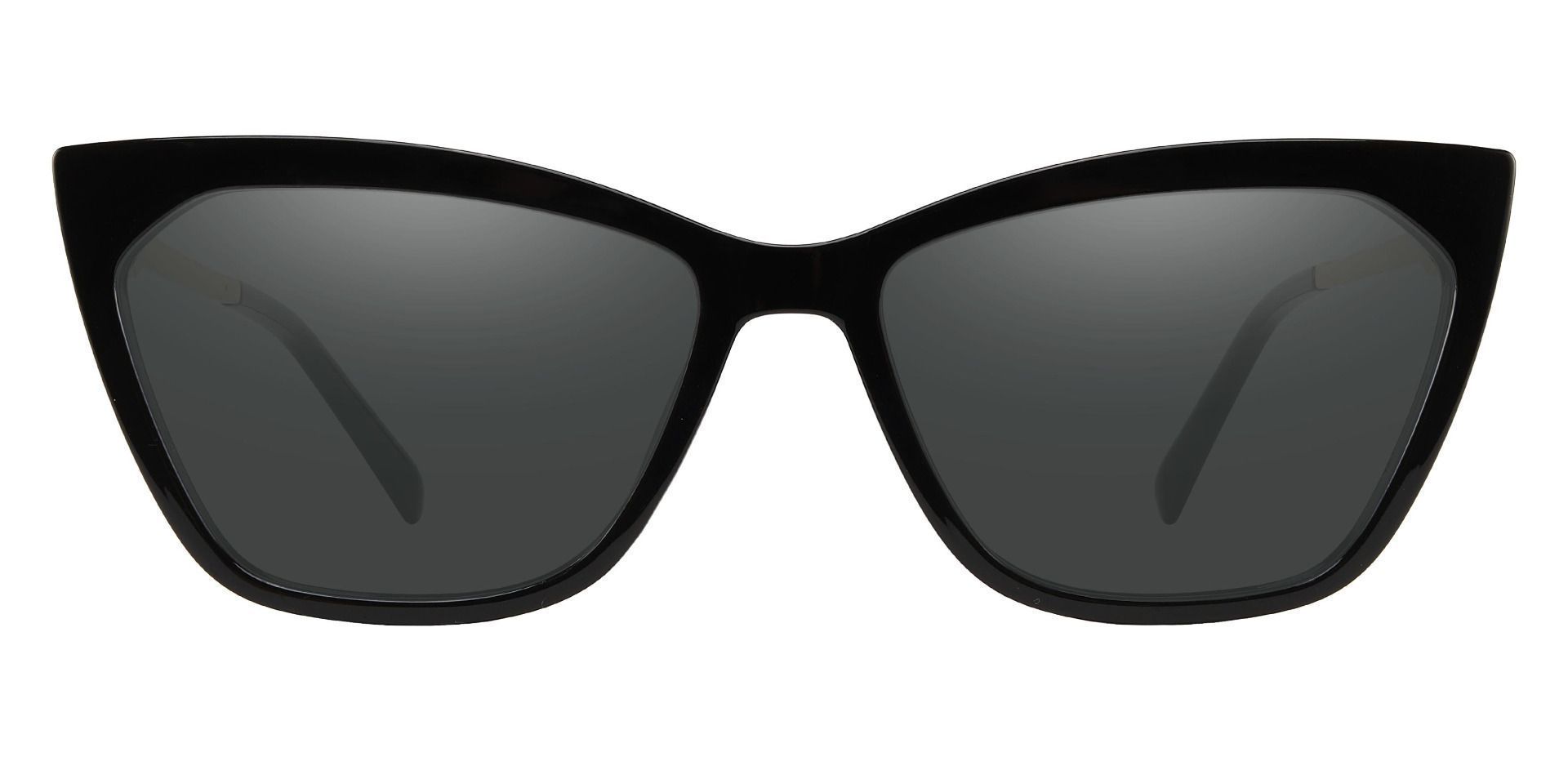 Addison Cat Eye Prescription Sunglasses - Black Frame With Gray Lenses