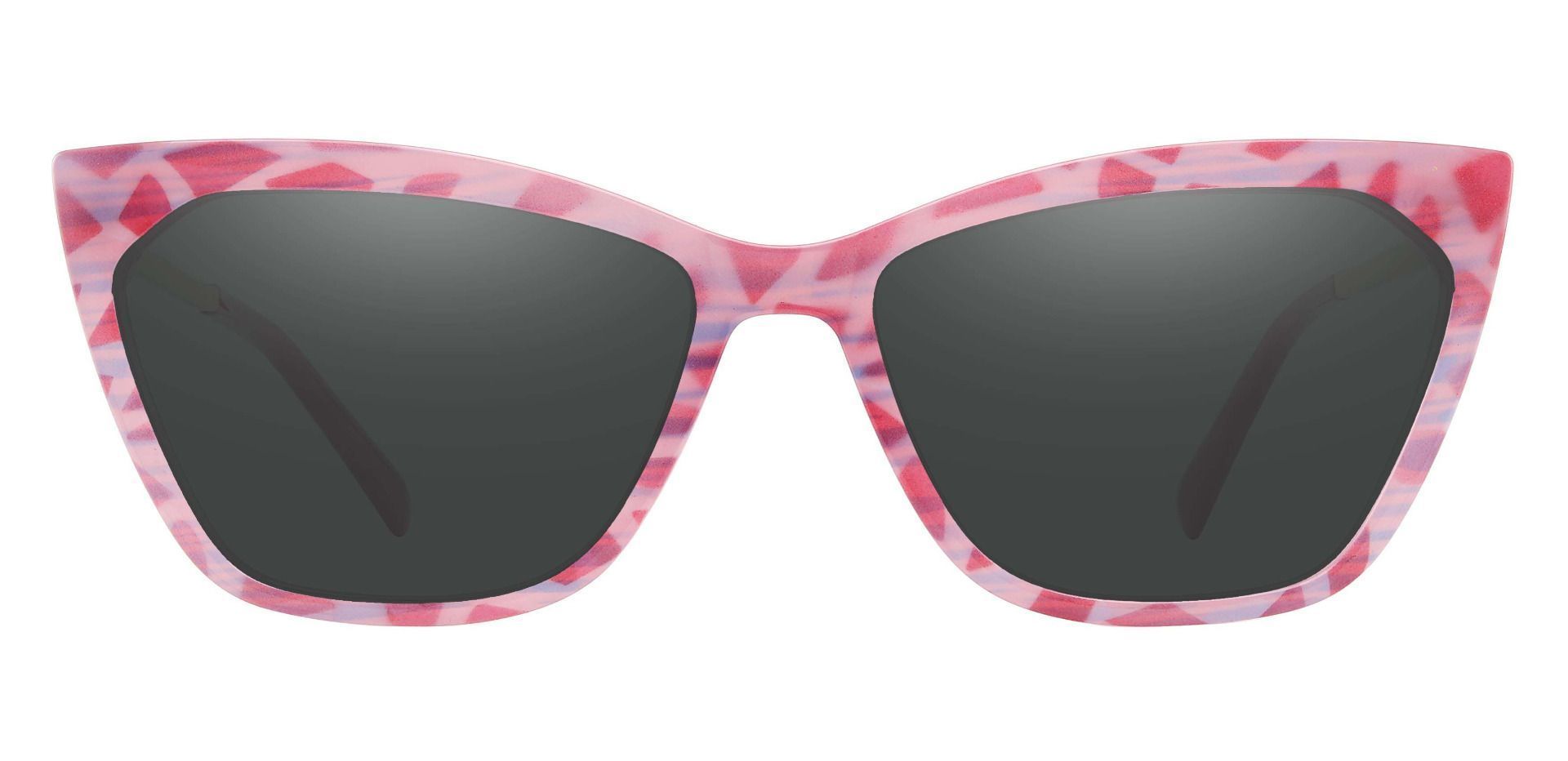 Addison Cat Eye Lined Bifocal Sunglasses - Pink Frame With Gray Lenses