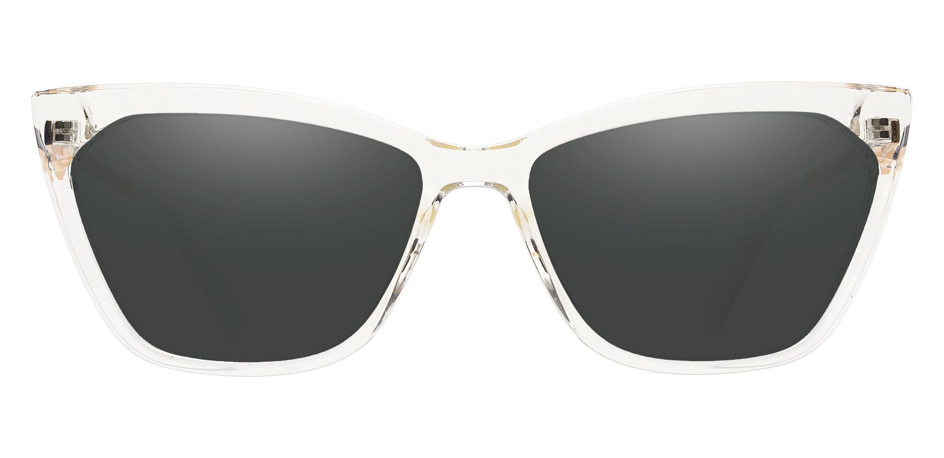 Addison Cat Eye Prescription Sunglasses - Clear Frame With Gray Lenses