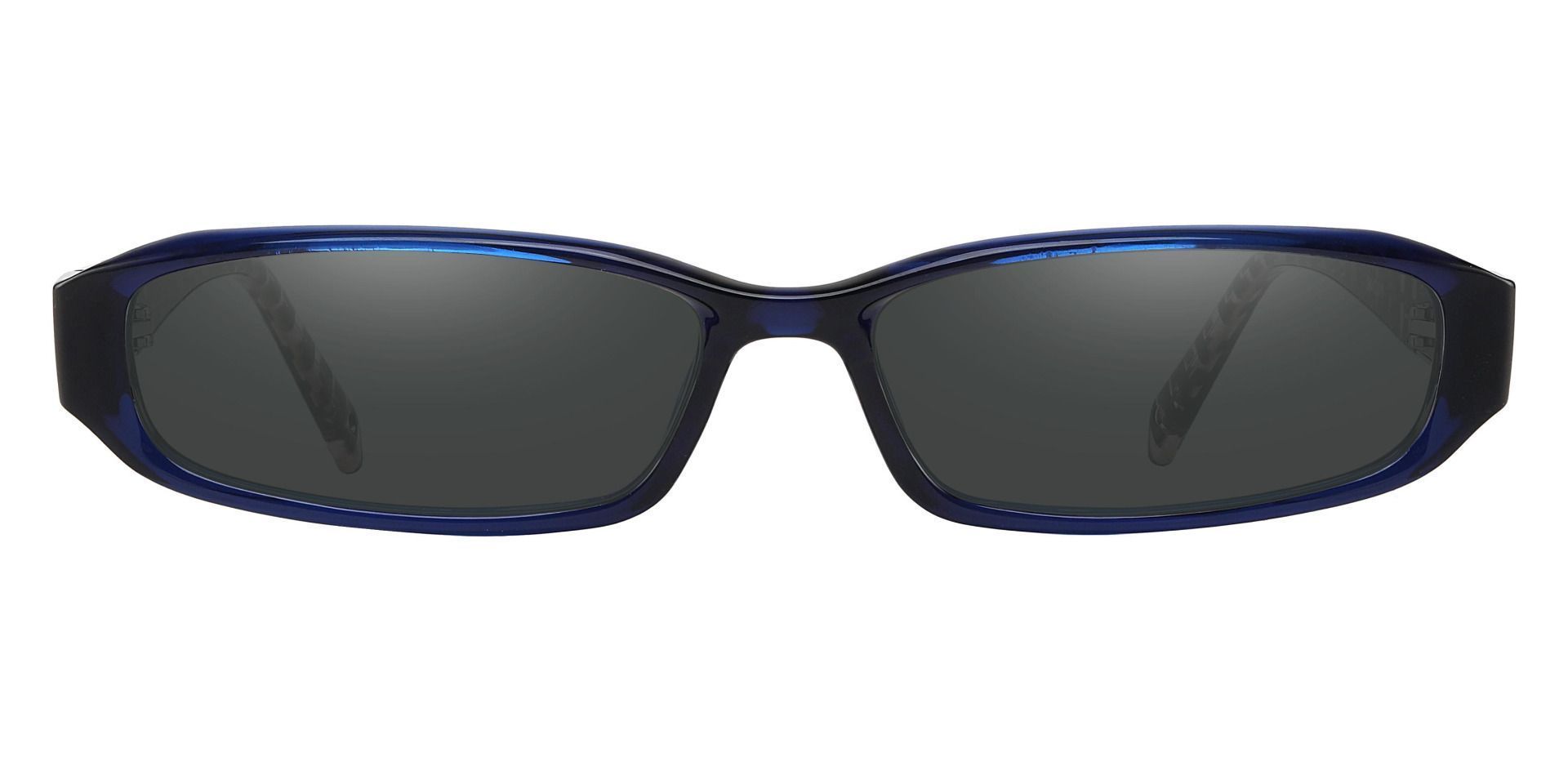 Mulberry Rectangle Single Vision Sunglasses - Blue Frame With Gray Lenses