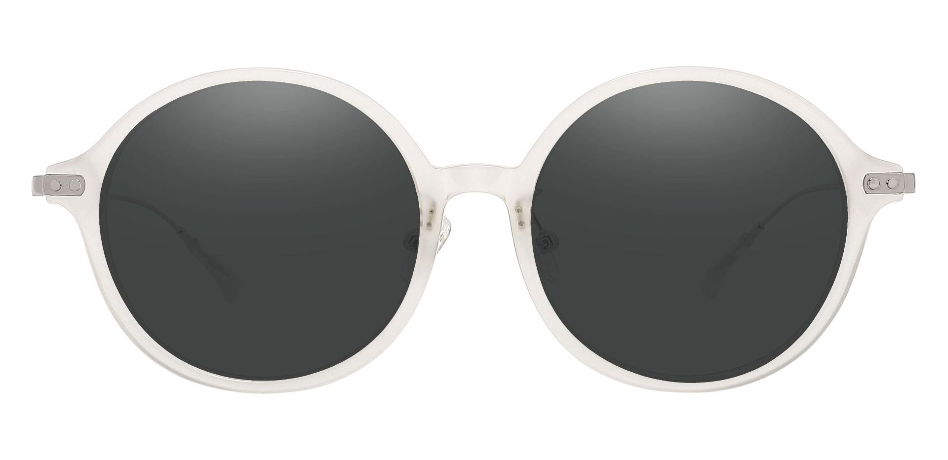 Princeton Round Prescription Sunglasses - Clear Frame With Gray Lenses