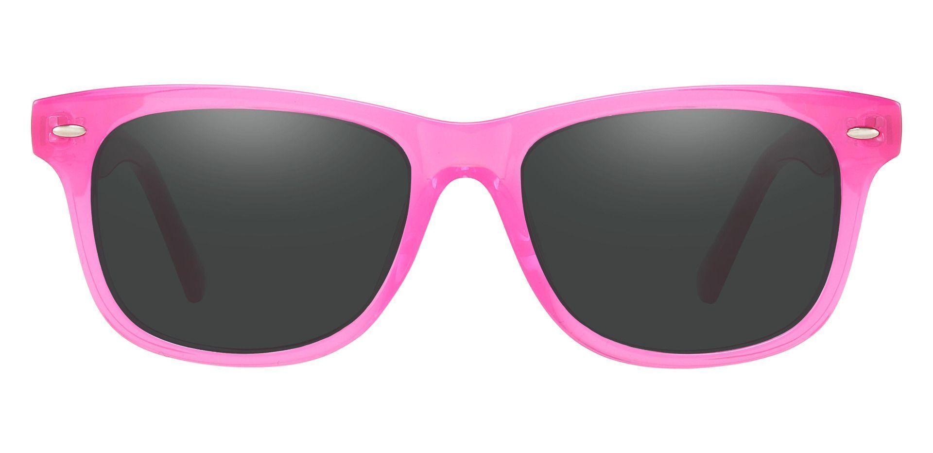 Eureka Square Prescription Sunglasses - Pink Frame With Gray Lenses