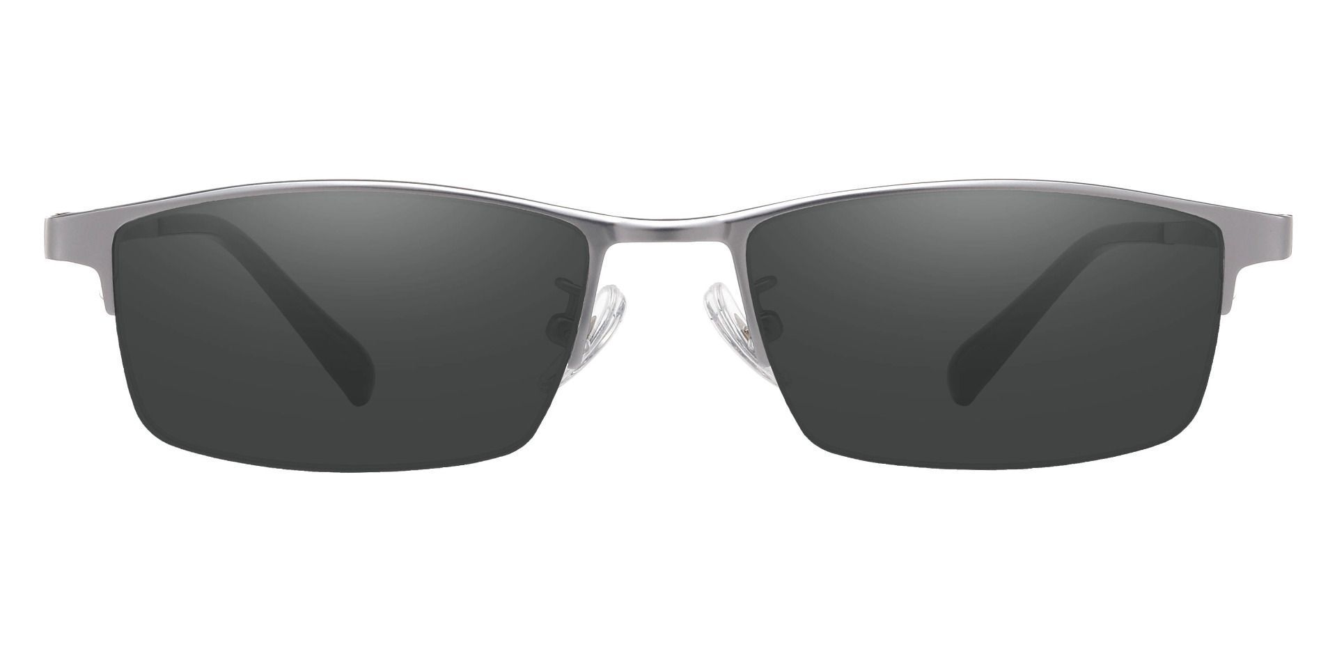Burlington Rectangle Prescription Sunglasses - Silver Frame With Gray Lenses