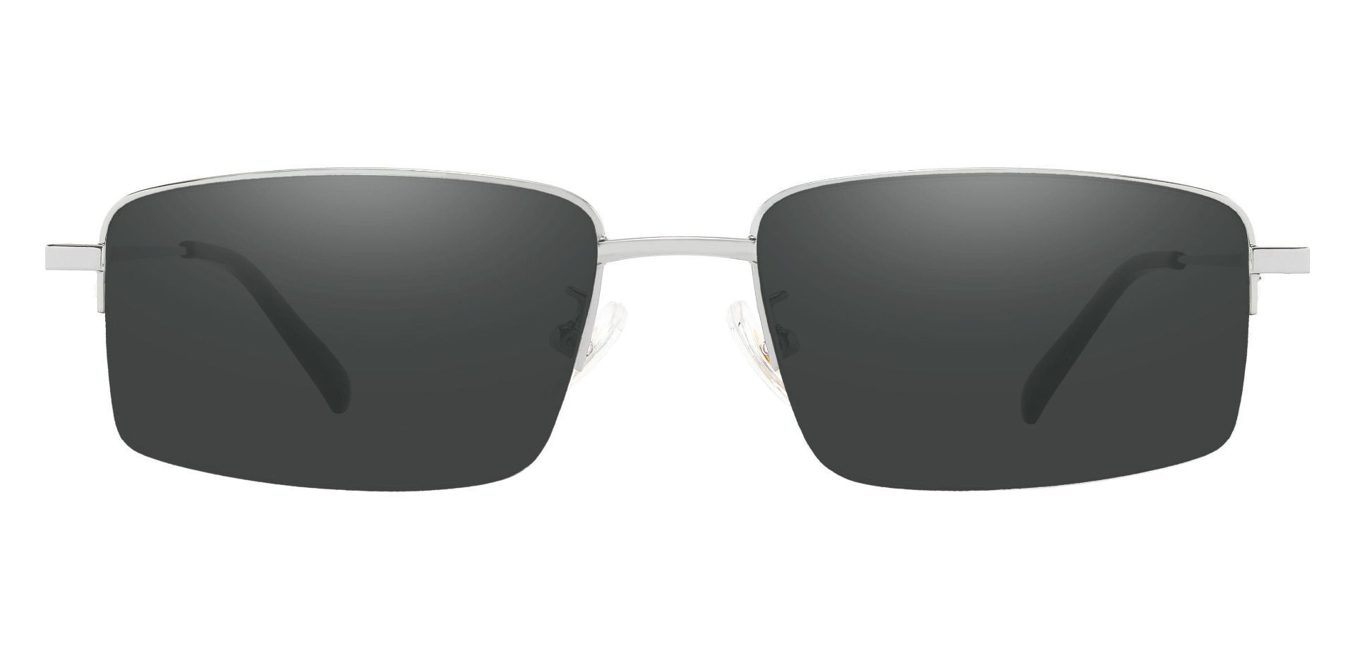 Wayne Rectangle Prescription Sunglasses - Silver Frame With Gray Lenses