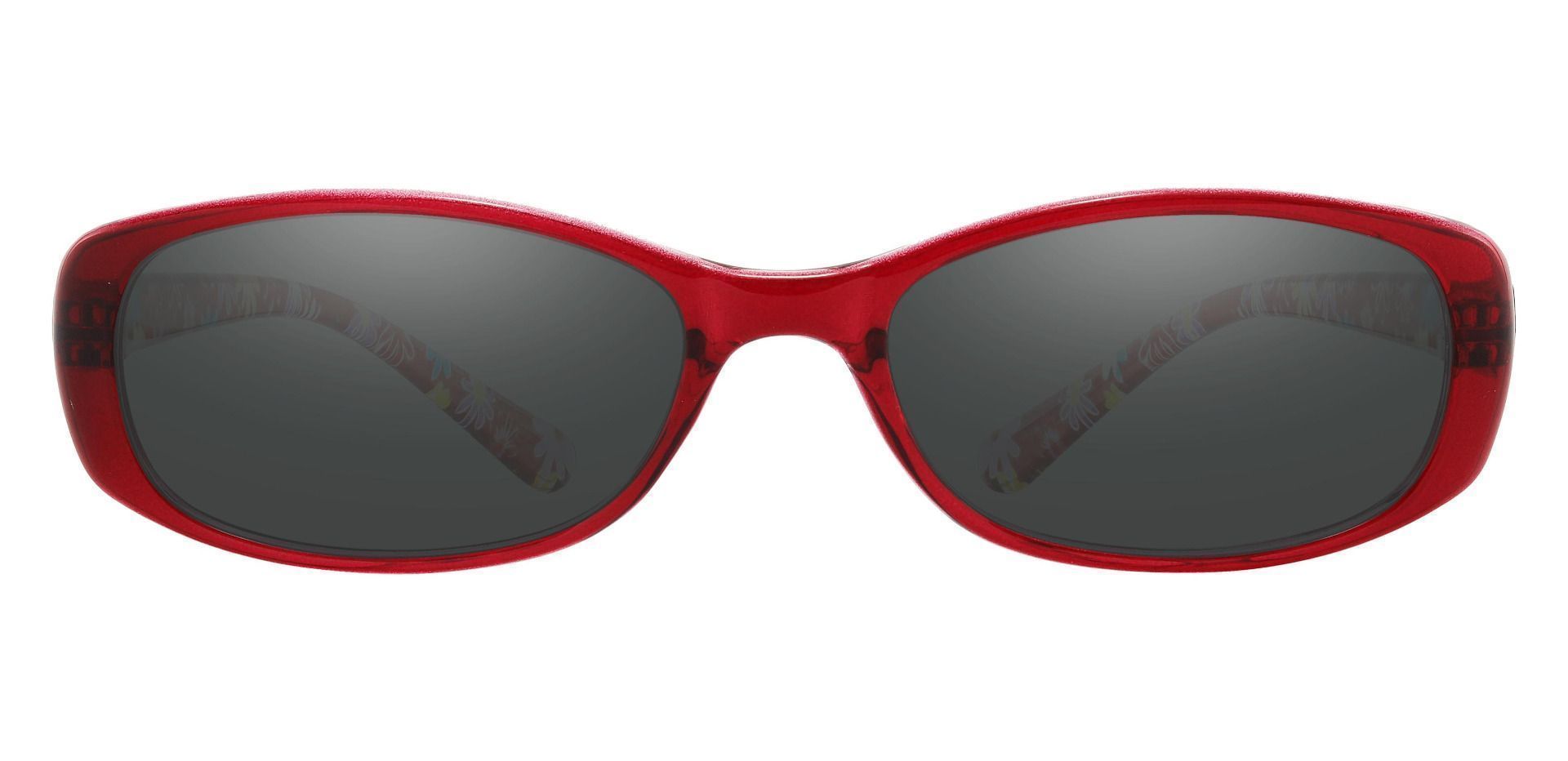 Bethesda Rectangle Lined Bifocal Sunglasses - Red Frame With Gray Lenses
