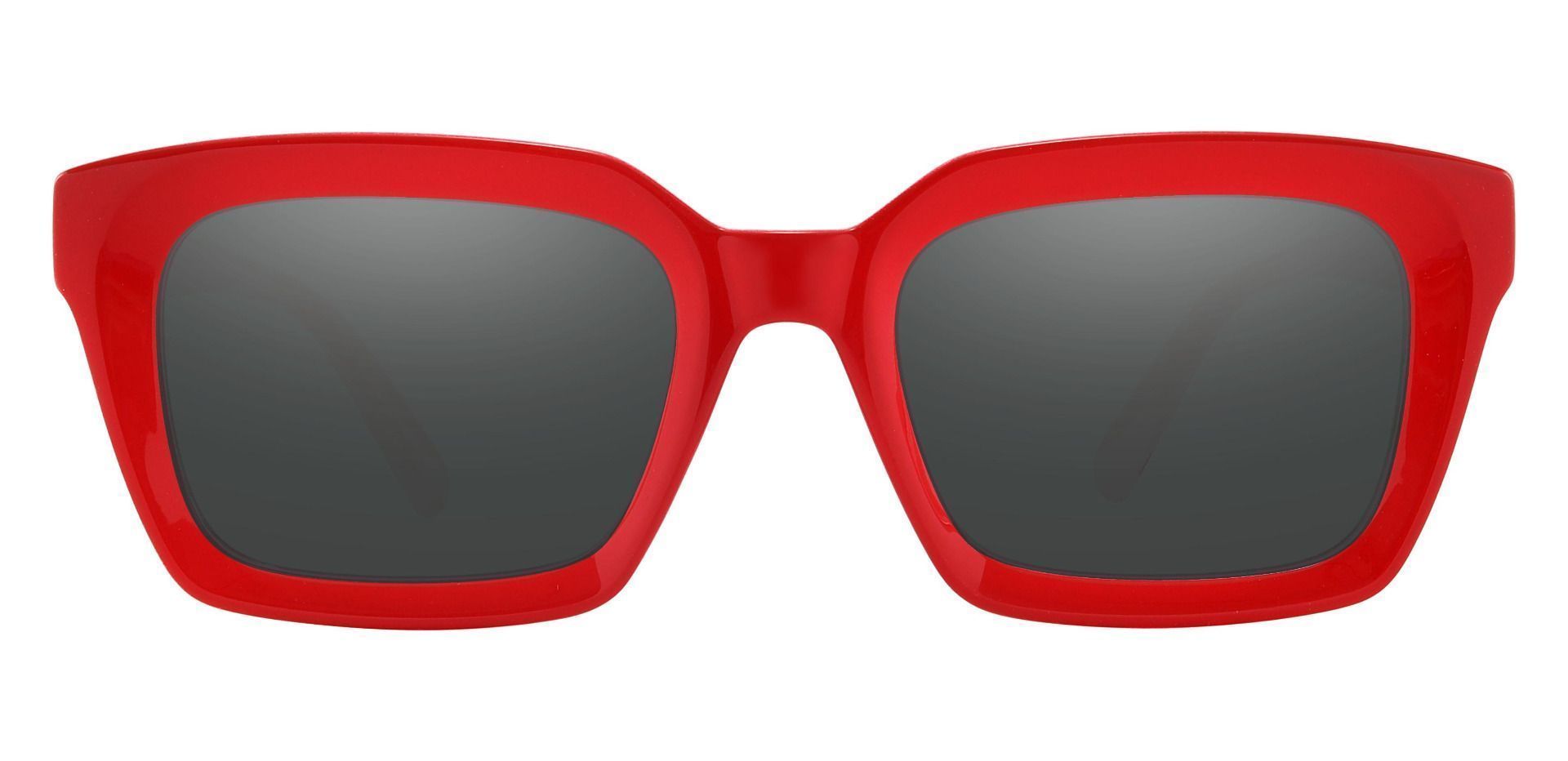 Unity Rectangle Prescription Sunglasses - Red Frame With Gray Lenses