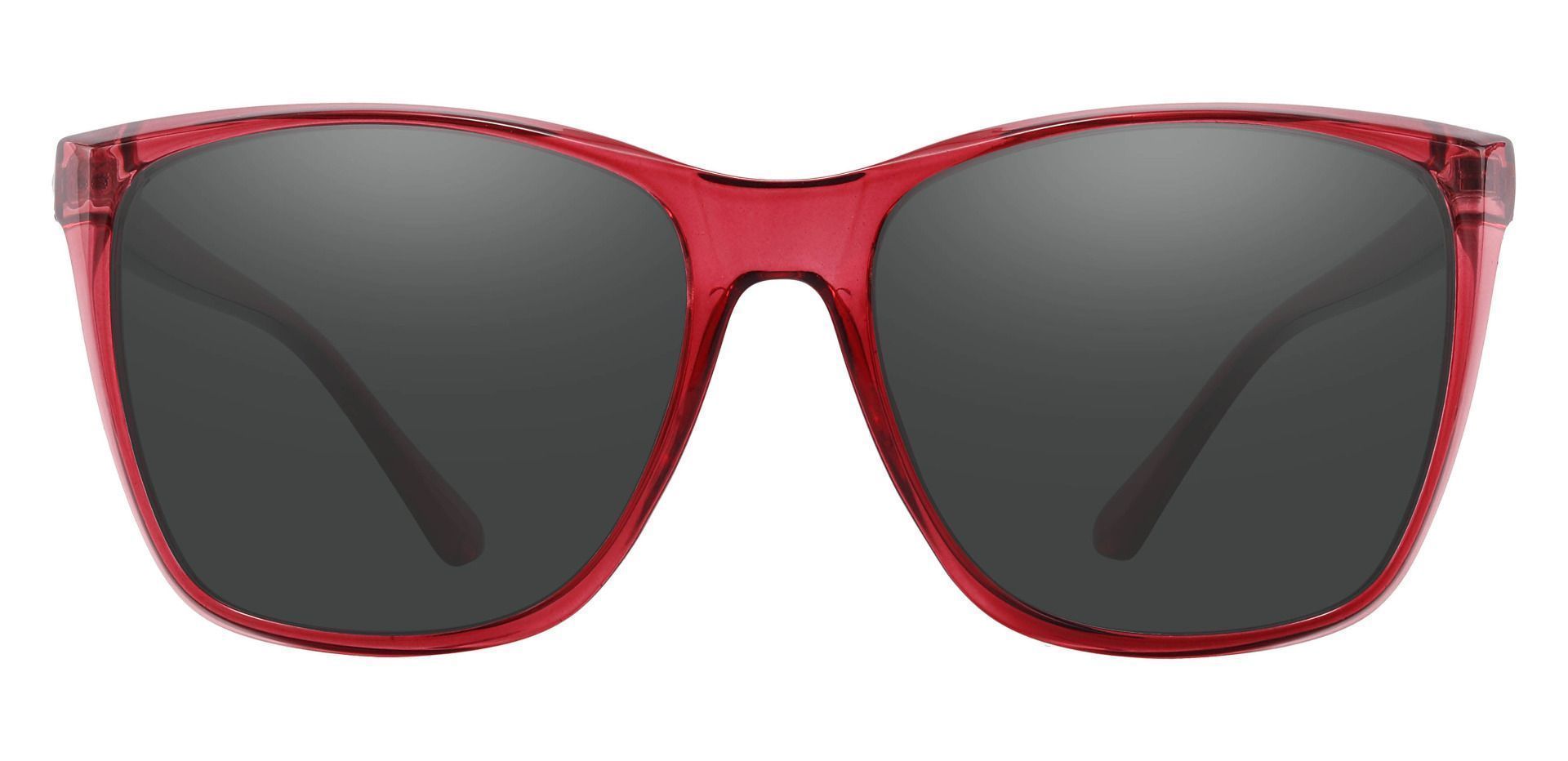 Taryn Square Prescription Sunglasses - Red Frame With Gray Lenses
