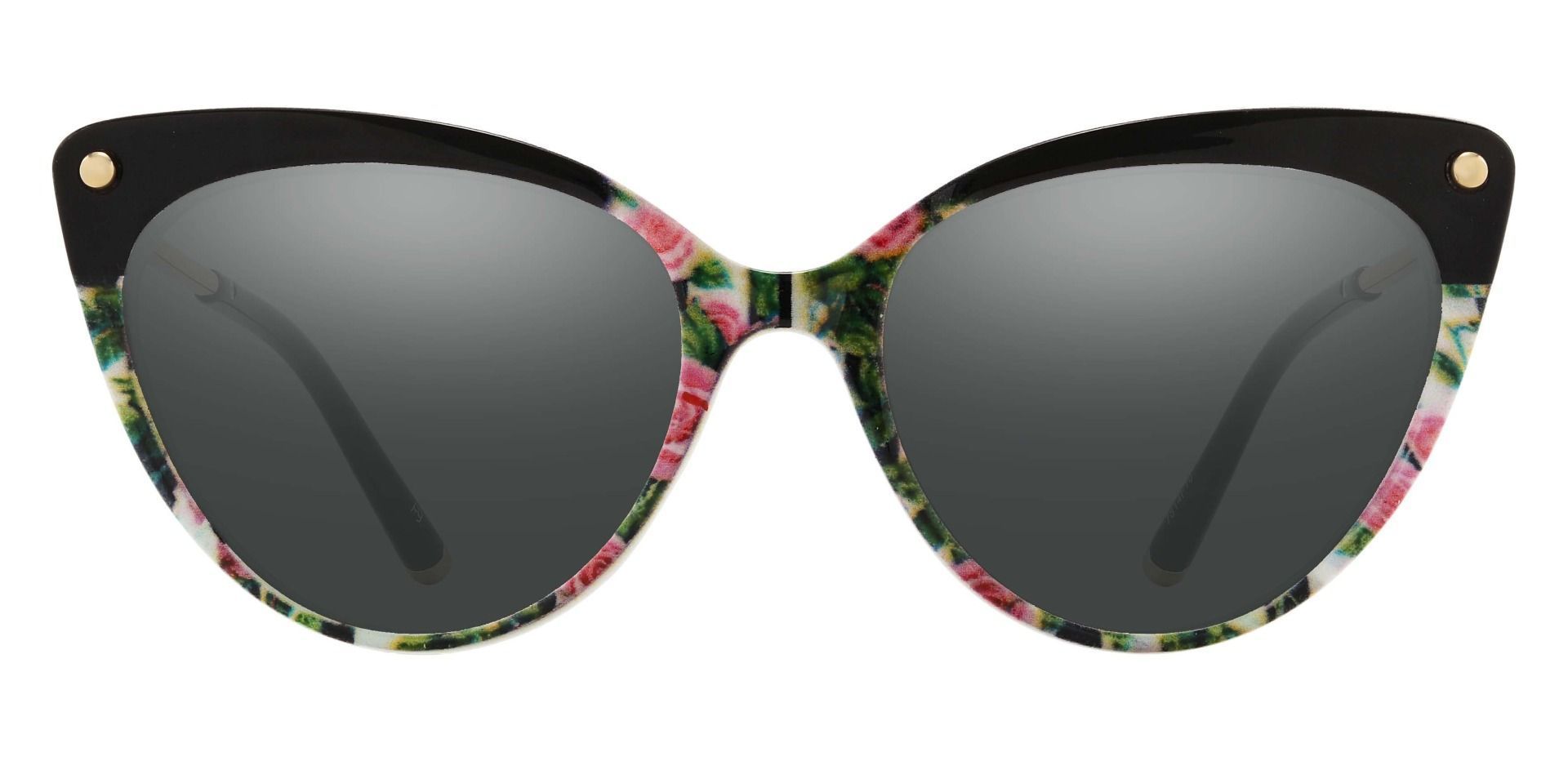 Connie Cat Eye Prescription Sunglasses Floral Frame With Gray Lenses
