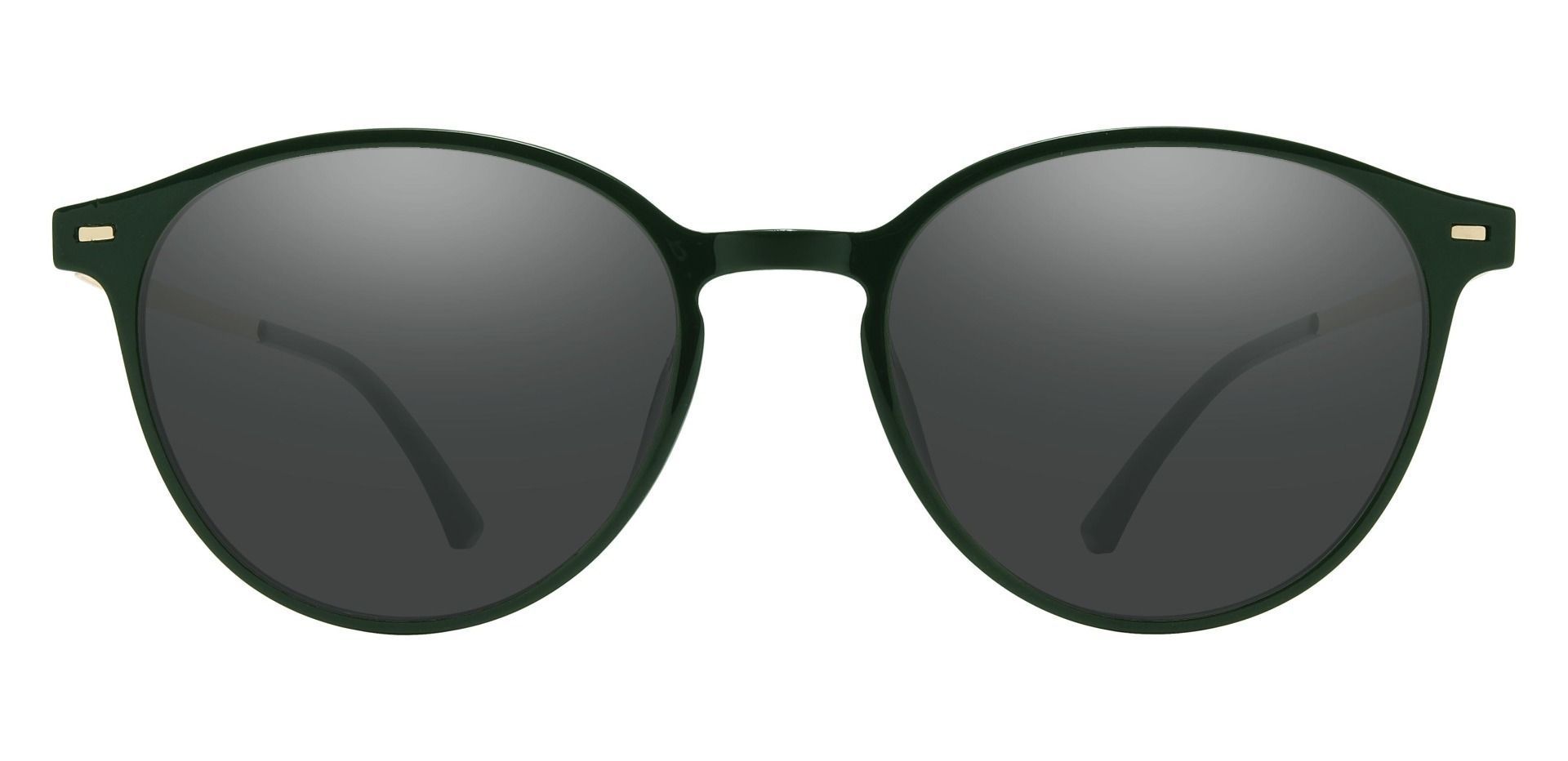 Springer Round Lined Bifocal Sunglasses - Green Frame With Gray Lenses