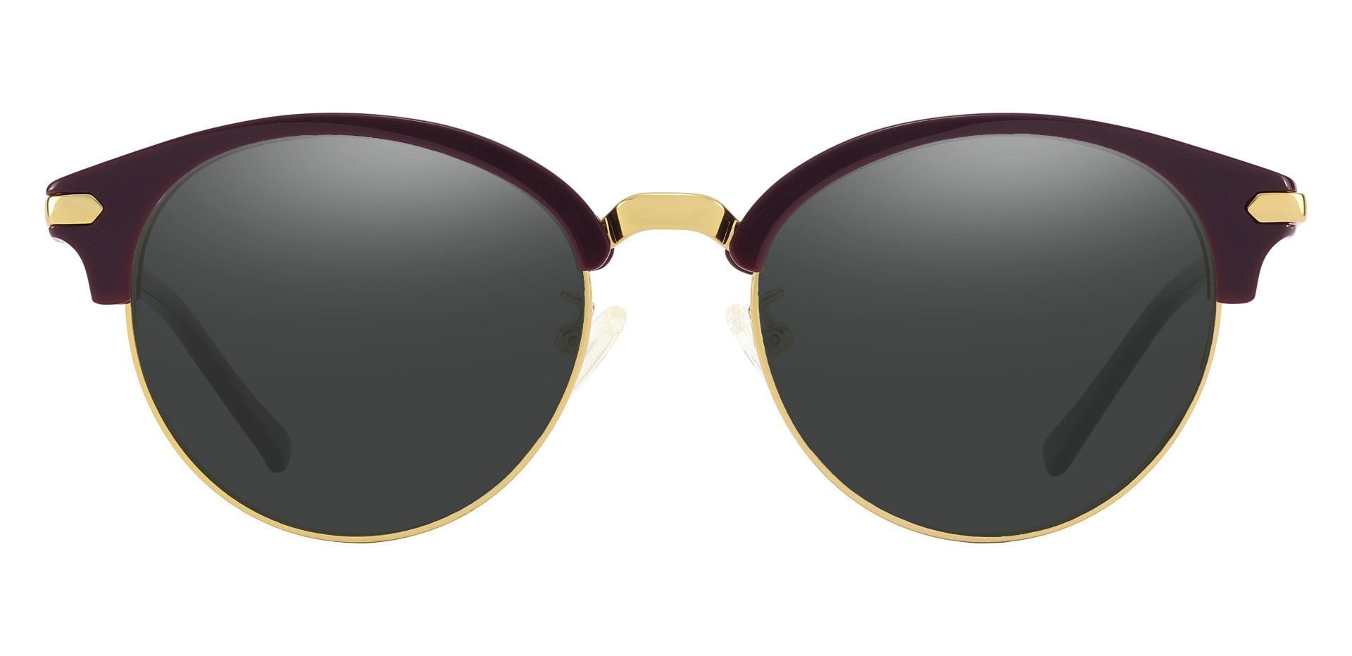 Catskill Browline Prescription Sunglasses - Purple Frame With Gray Lenses