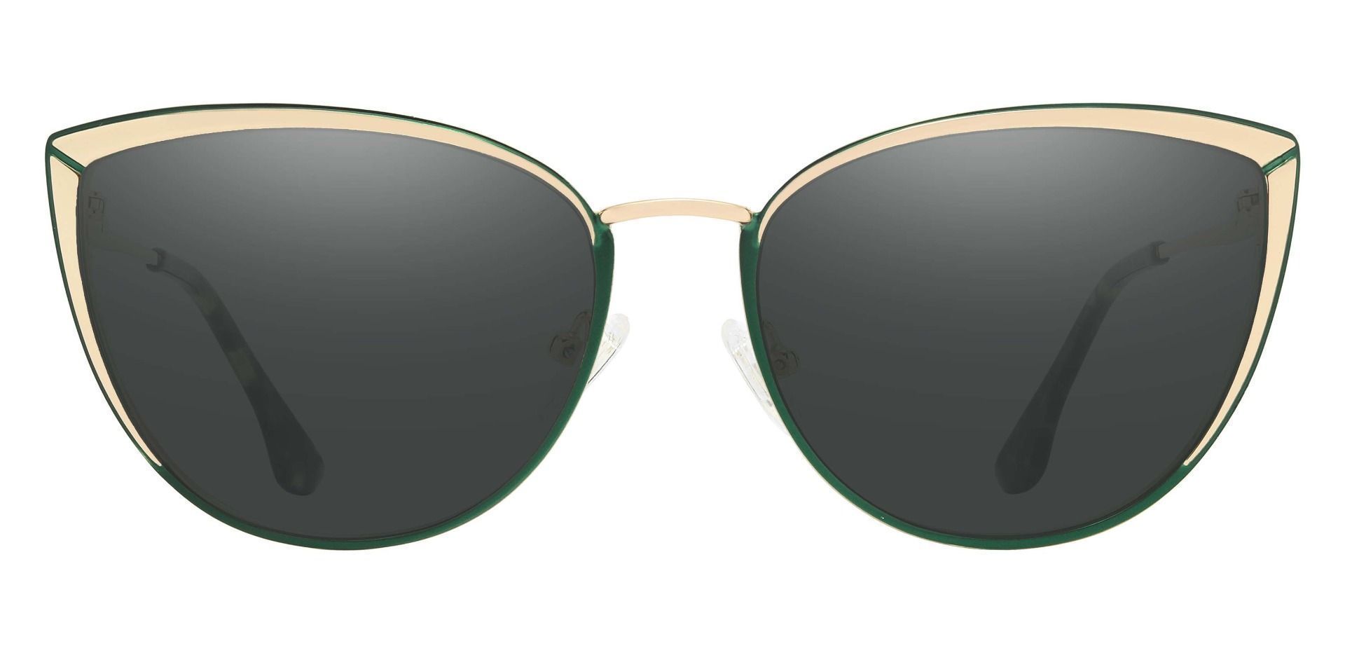 Alyssa Cat Eye Non-Rx Sunglasses - Green Frame With Gray Lenses