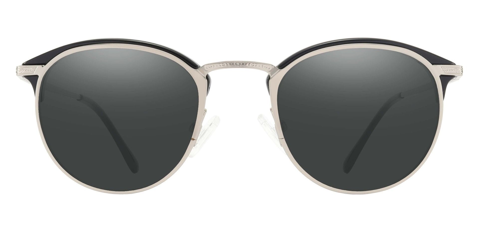 Shultz Browline Prescription Sunglasses - Silver Frame With Gray Lenses