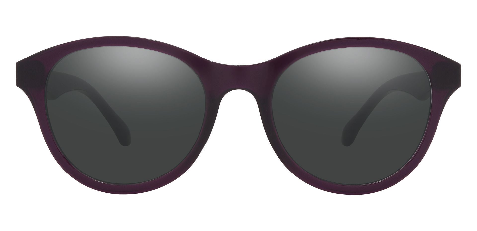 Angelina Round Prescription Sunglasses - Purple Frame With Gray Lenses