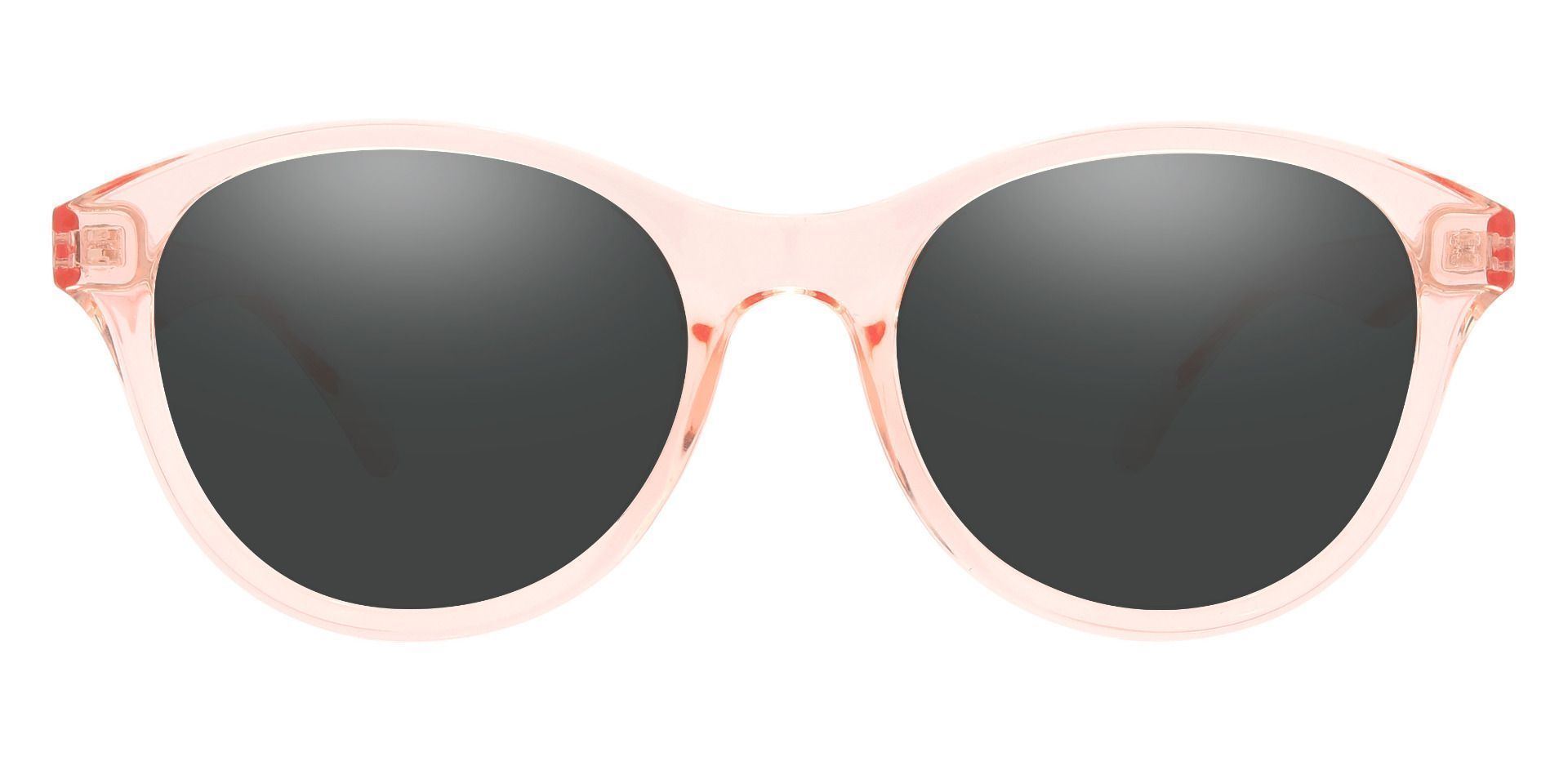 Angelina Round Prescription Sunglasses - Pink Frame With Gray Lenses