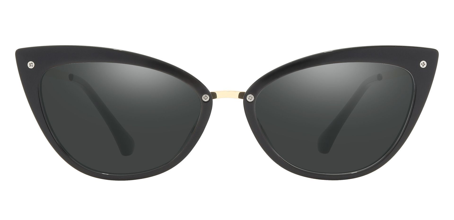 Glenda Cat Eye Prescription Sunglasses - Black Frame With Gray Lenses