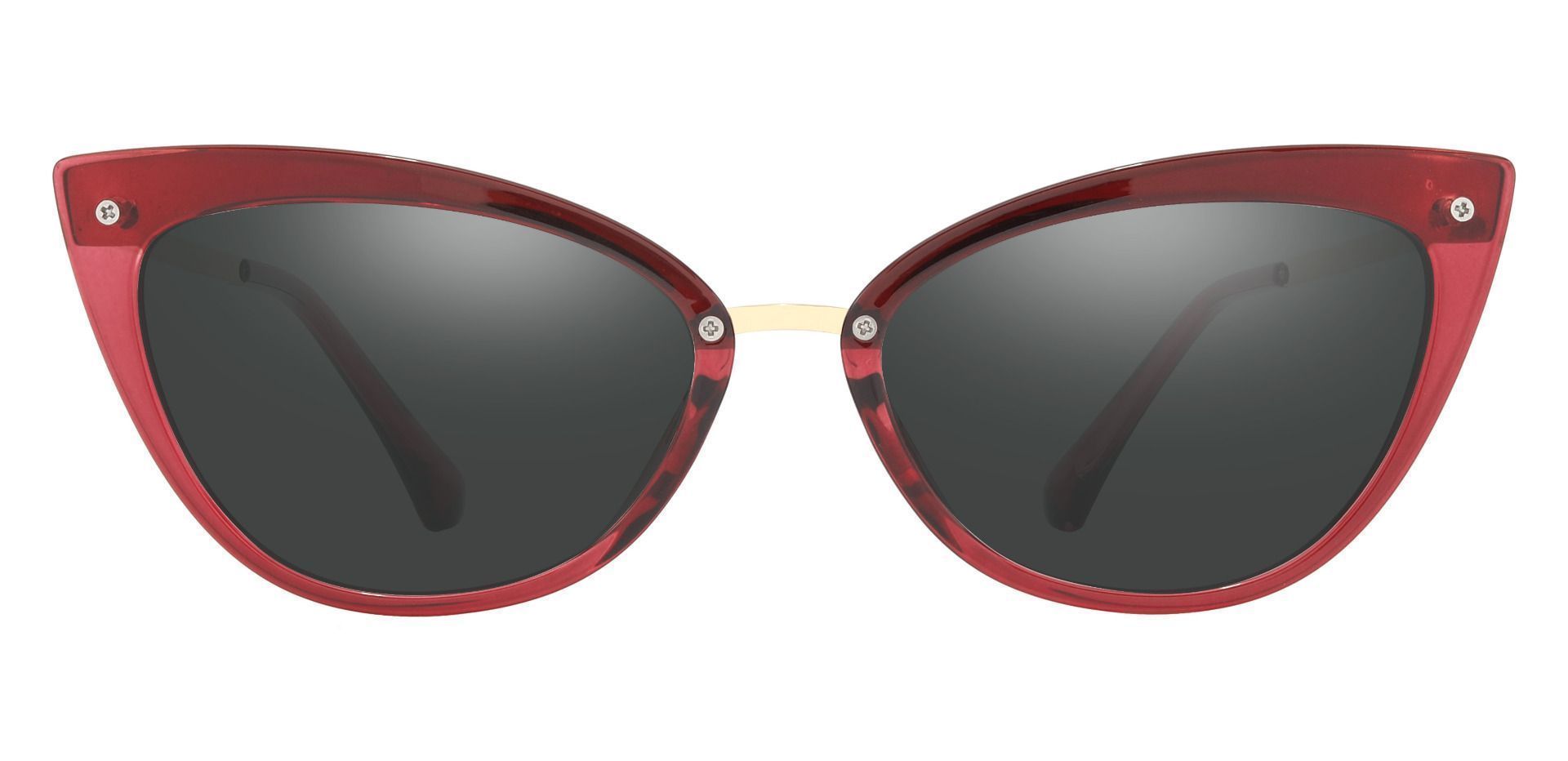 Glenda Cat Eye Prescription Sunglasses - Red Frame With Gray Lenses