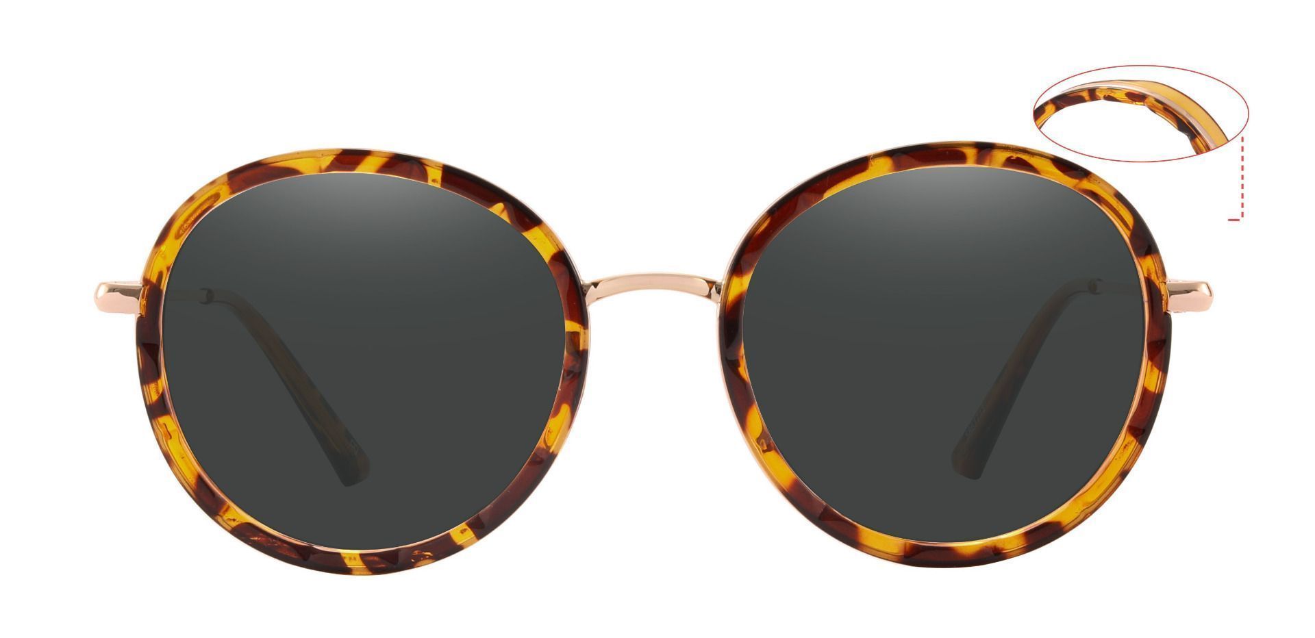 Claremore Round Prescription Sunglasses - Tortoise Frame With Gray Lenses