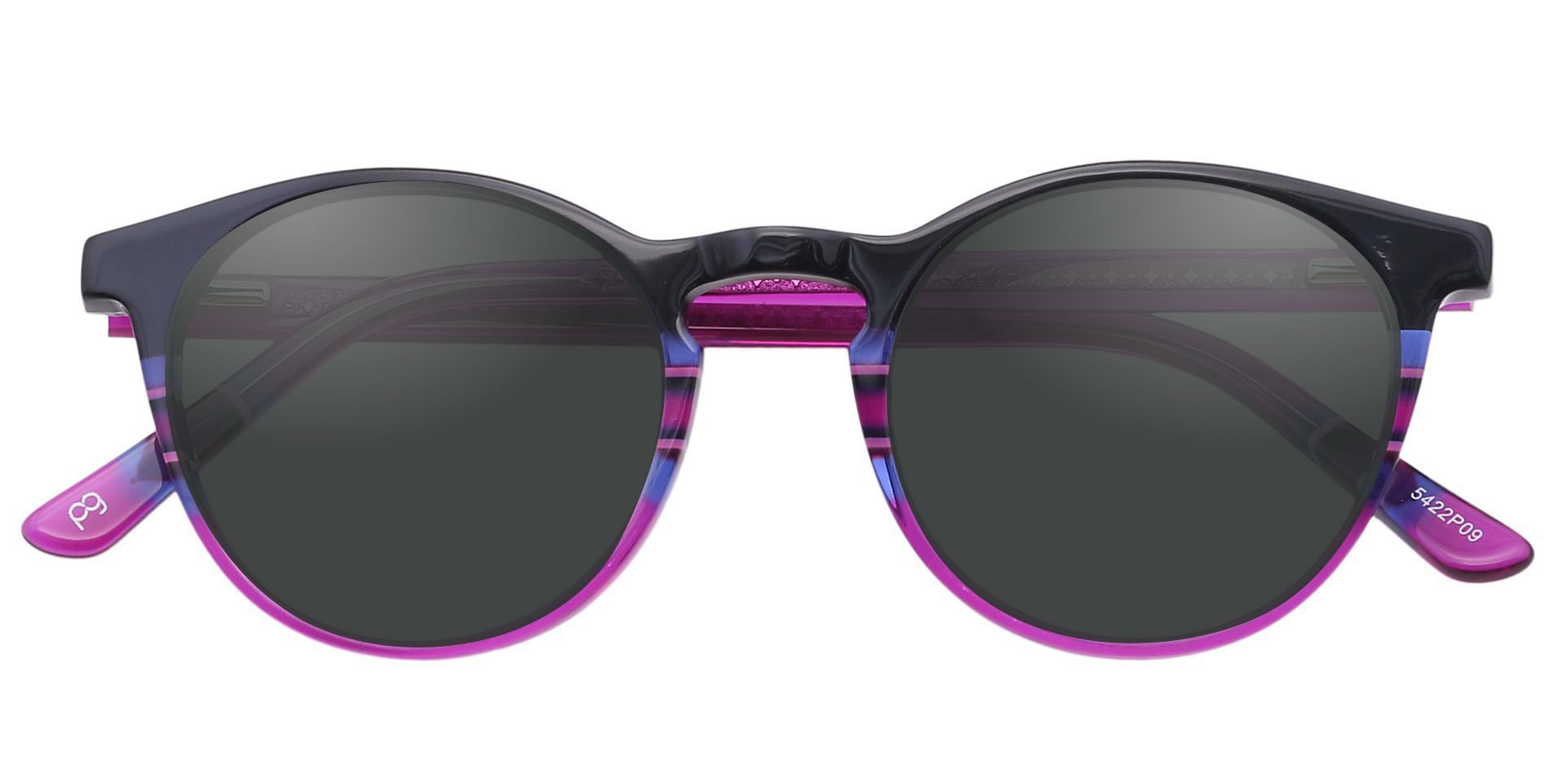 Jellie Round Non-Rx Sunglasses - Purple Frame With Gray Lenses