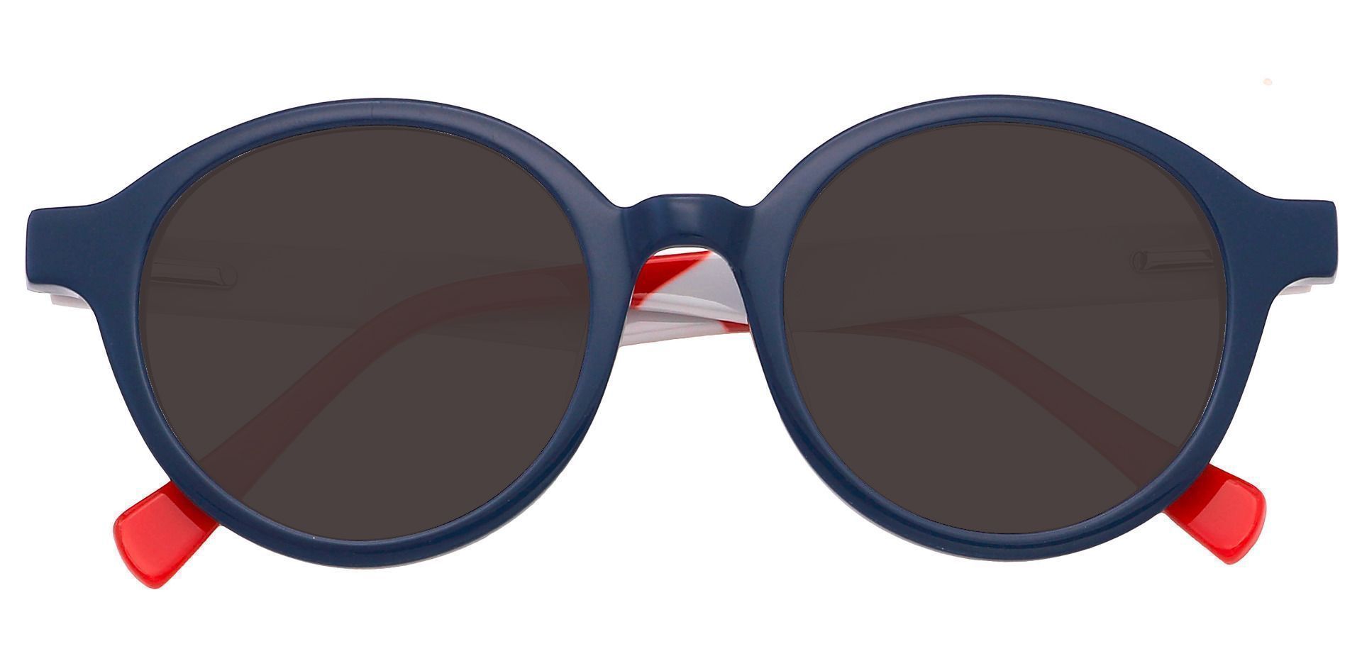 Dudley Round Single Vision Sunglasses - Blue Frame With Gray Lenses