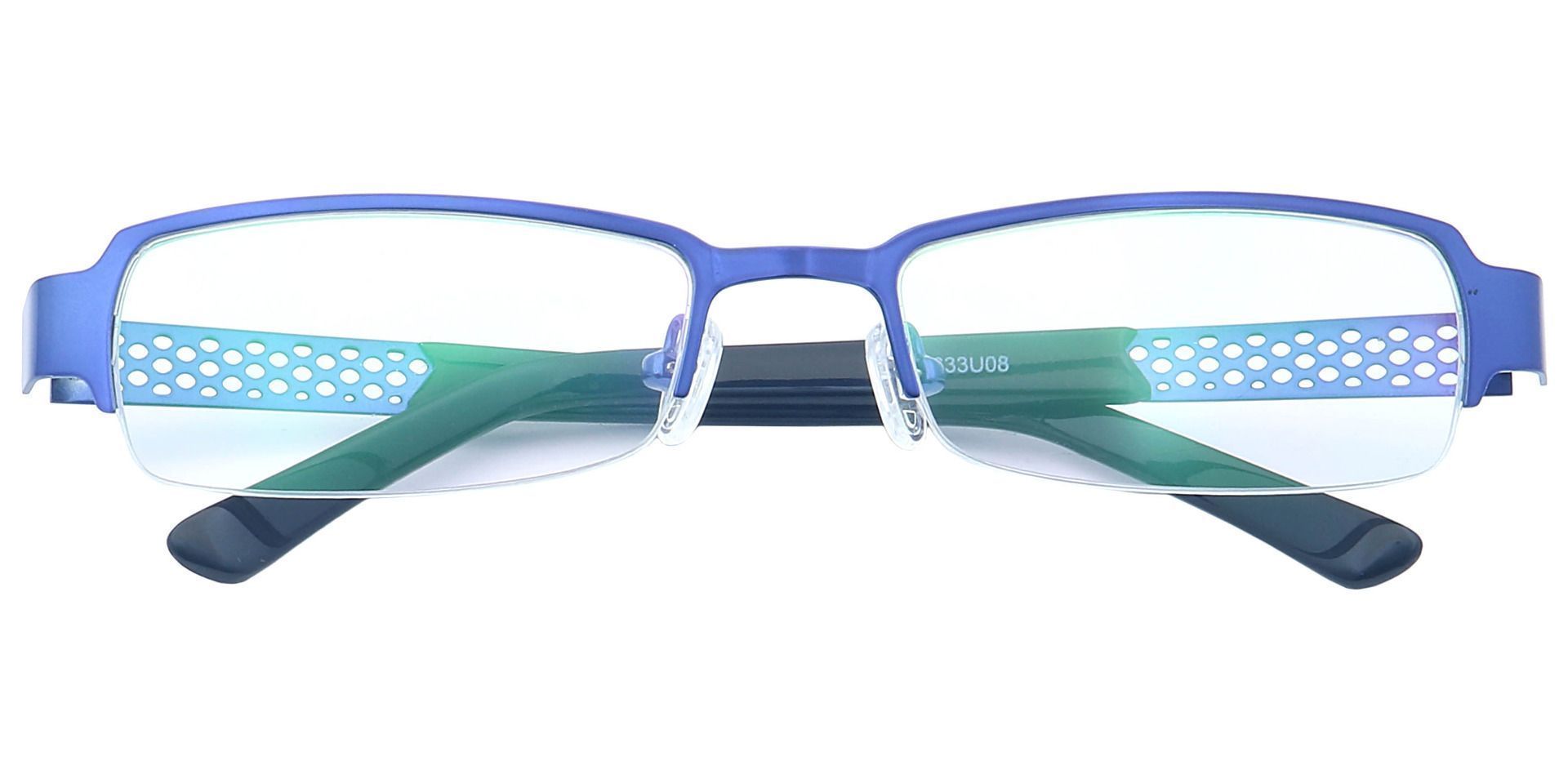 Rory Rectangle Single Vision Glasses Blue Men's Eyeglasses Payne