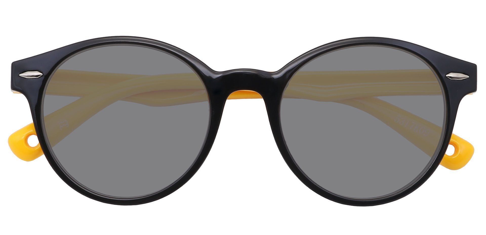 Harris Round Single Vision Sunglasses - Black Frame With Gray Lenses