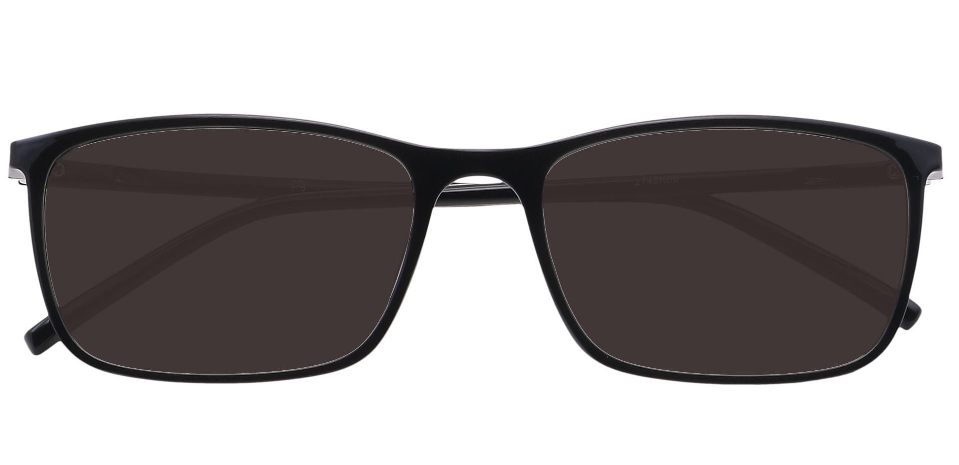 Fuji Rectangle Lined Bifocal Sunglasses - Black Frame With Gray Lenses