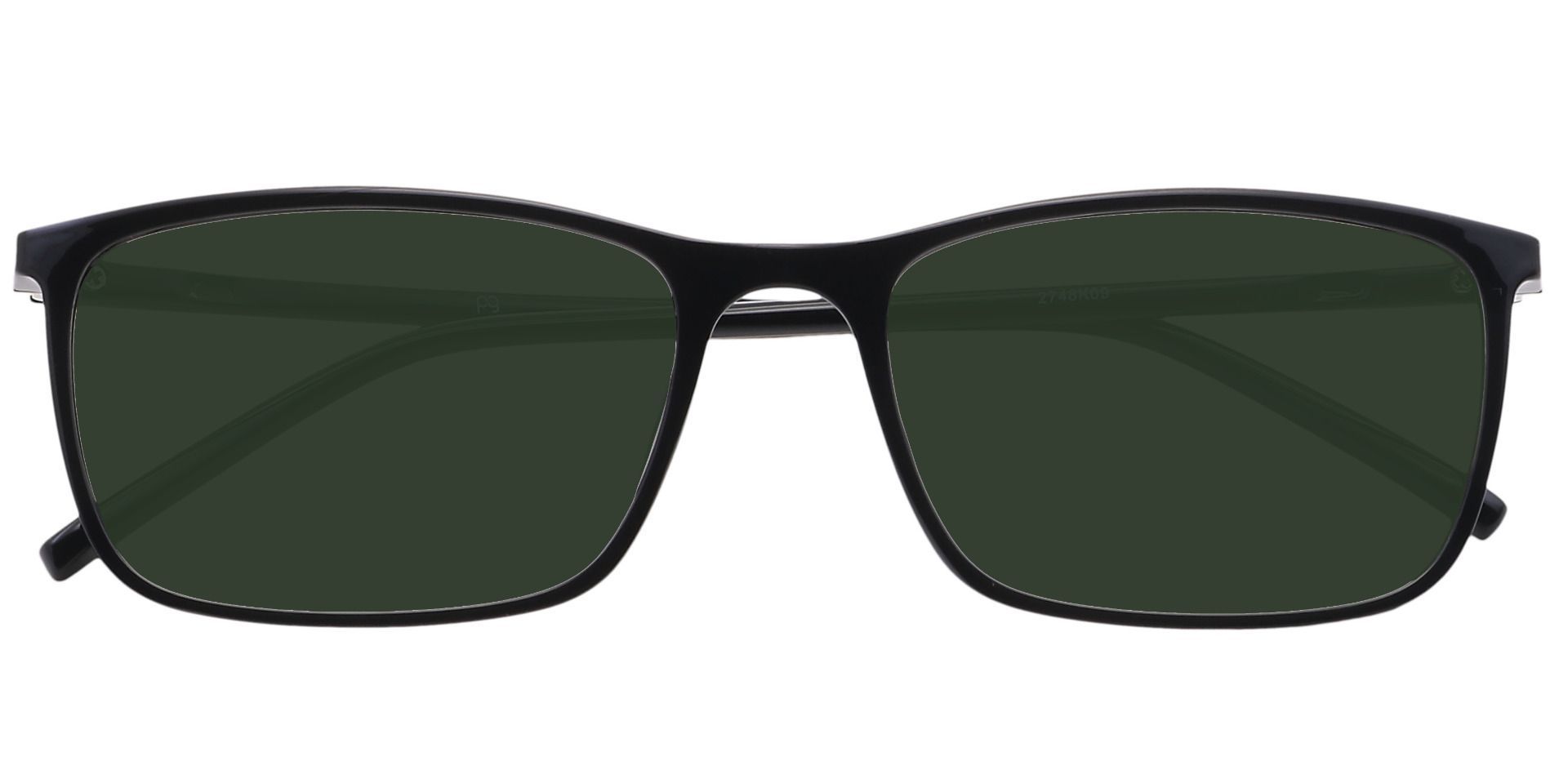 Fuji Rectangle Lined Bifocal Sunglasses - Black Frame With Green Lenses